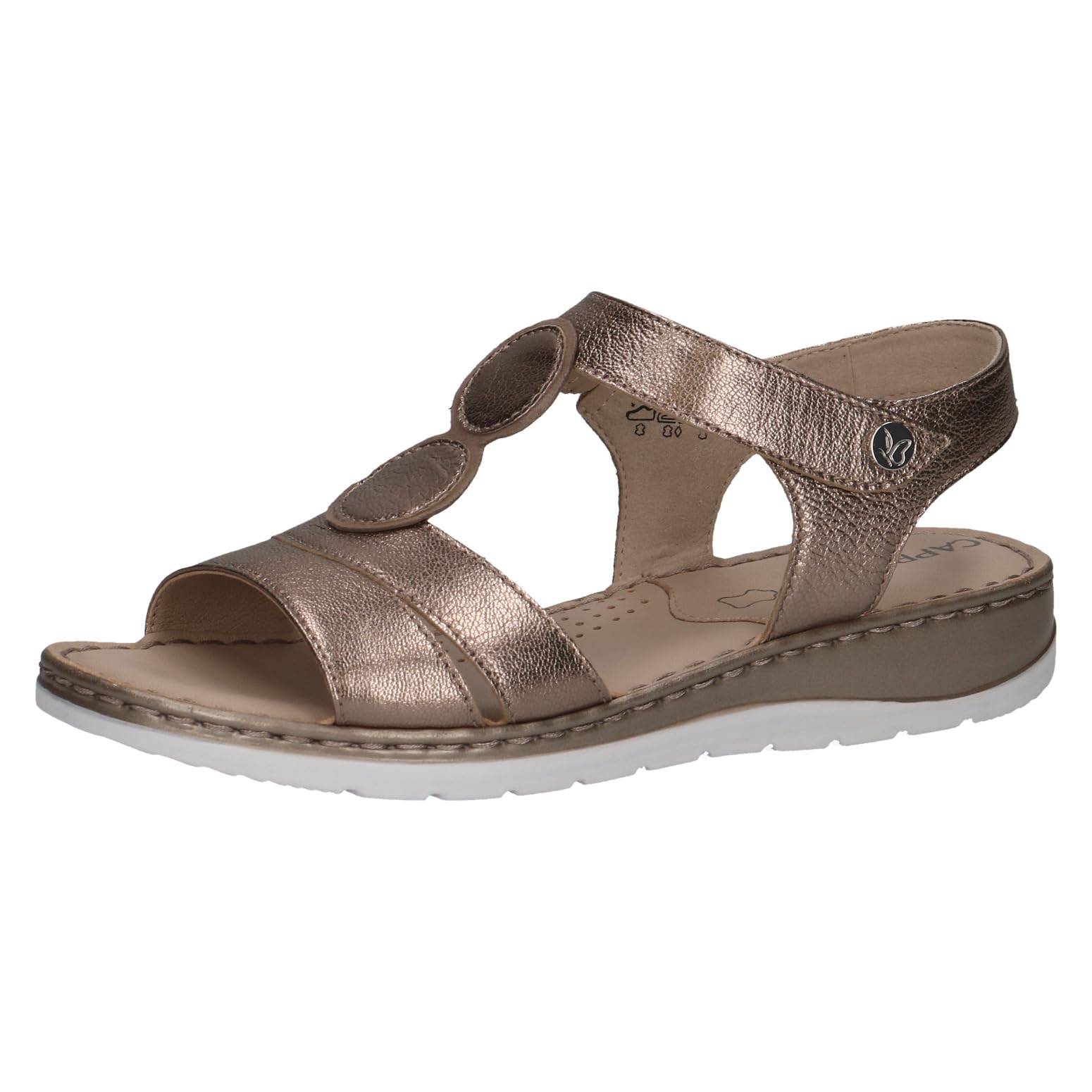 CAPRICE Sandali bassi da donna in pelle con chiusura a strappo, Beige (Taupe Met.​Comb), 39 EU
