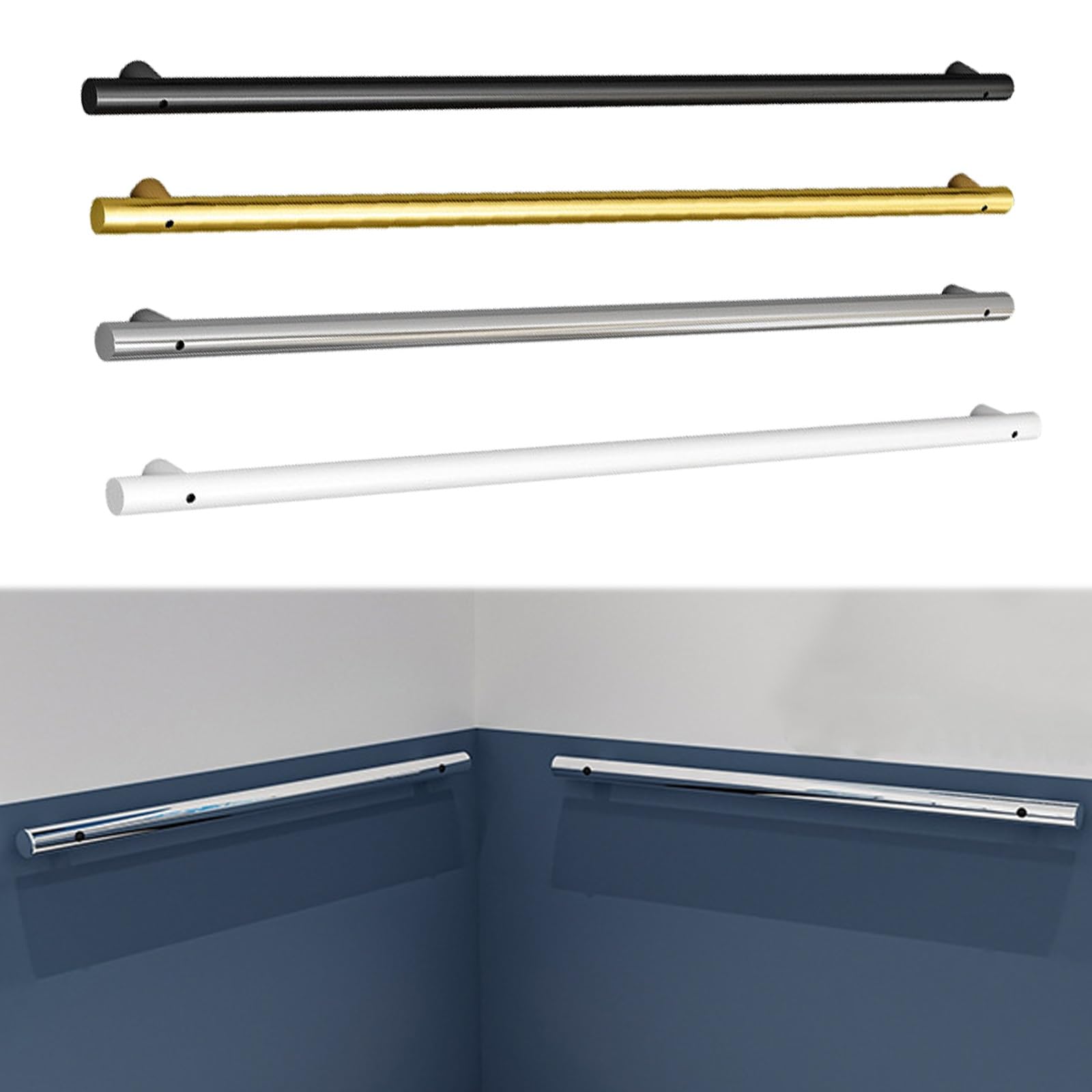 Lmvyuvlf Gold Galvanized Steel Stair Handrail, 50Mm Outer Diameter 1.2Mm Wall Thickness Industrial Pipe Grab Bar, Wall Mounted Safety Rail For Stairs(,50Cm/1.6 Ft)