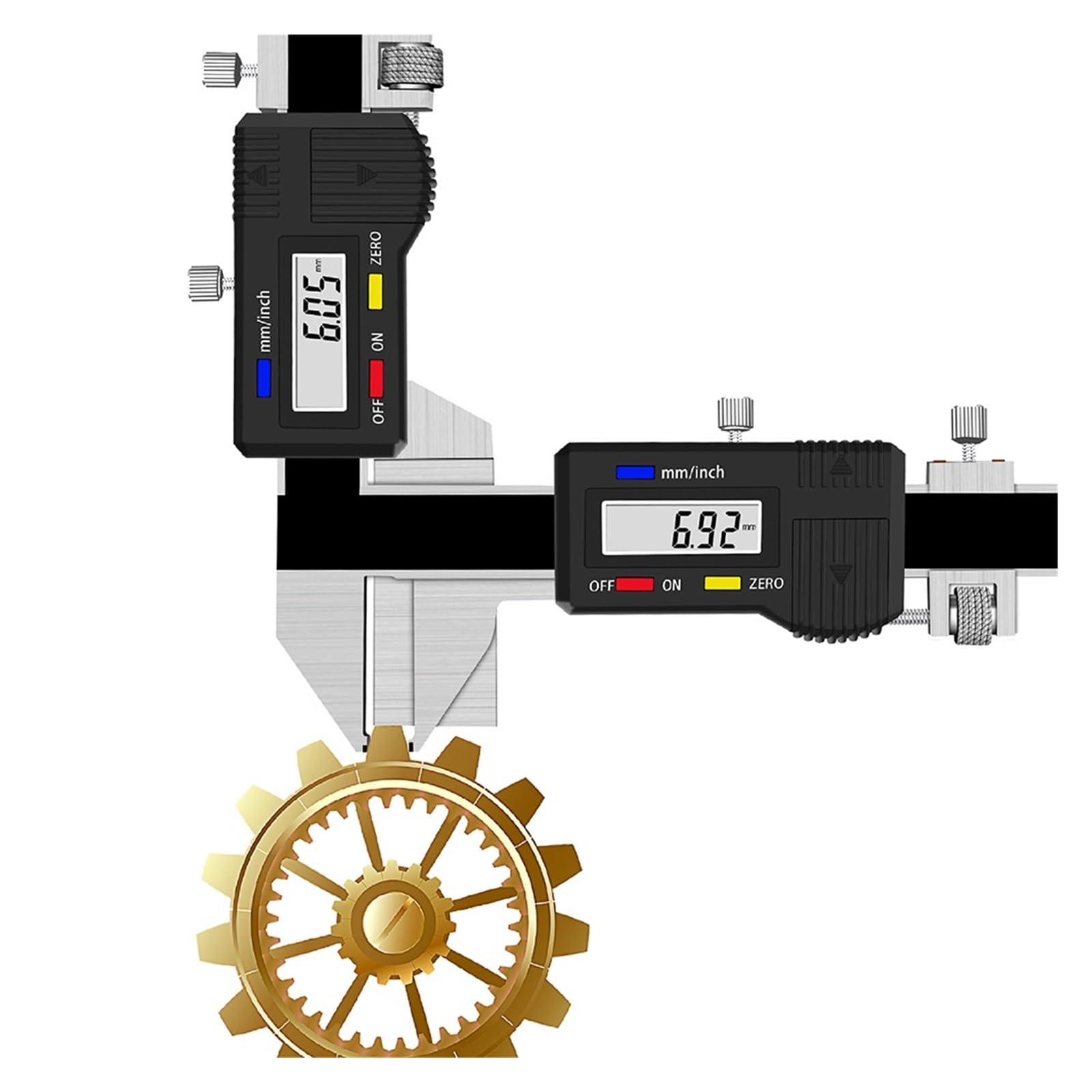 Calibrador electrónico con Pantalla Digital para medir el Grosor de los Dientes. Especificaciones: Calibrador Vernier para medir el Grosor de los Dientes, precisión,White