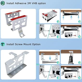 Aluminum Under Desk Mount for PS5/PS5 Slim/ PS5 Pro Digital & Disc, Securing Under Desk Bracket with Detachable Controller & Headphone Holder Kit No Drill (White)