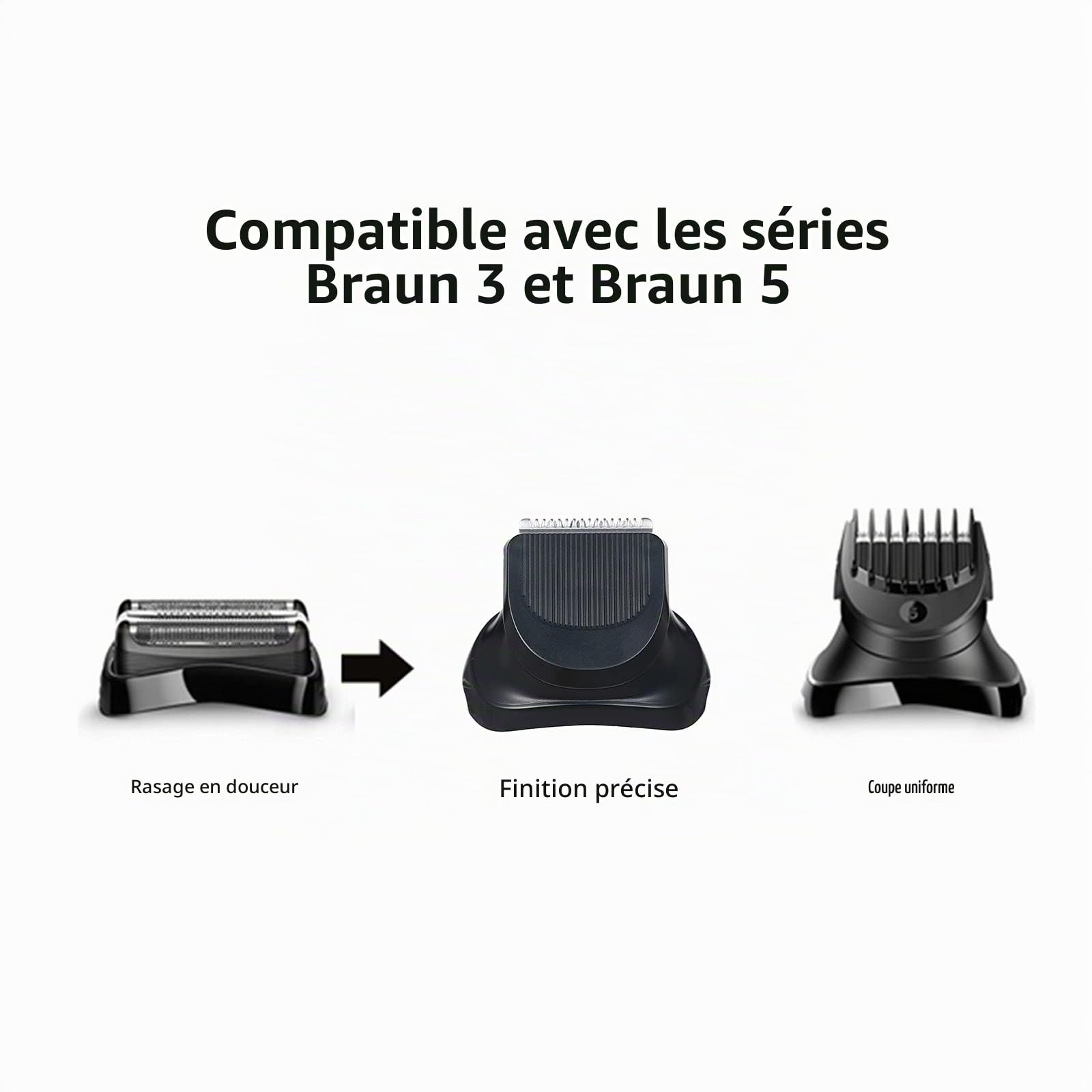 tête de Rasage,Remplacement de la tête de Rasoir électrique pour Tondeuse à Barbe Braun séries 3 et 5 avec 5 Peignes de Limite Lame de Rasoir