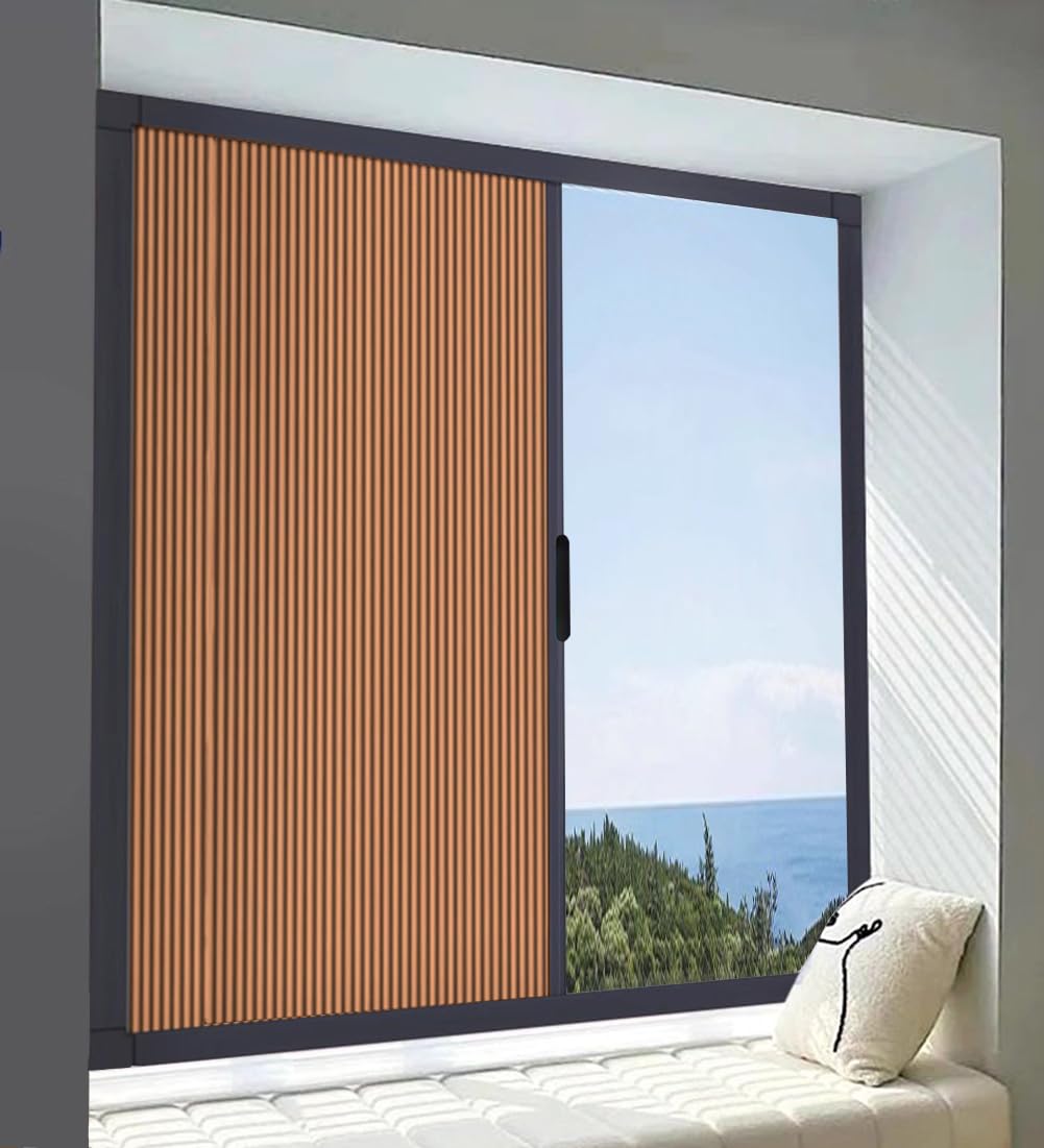 HEFJIAYCIQ No Drill Cellular Shades with Aluminum Track, Blackout Shades Honeycomb Blinds for Indoor Windows, Perfect Thermal Insulated & Noise Reduction,Brown,500x800mm