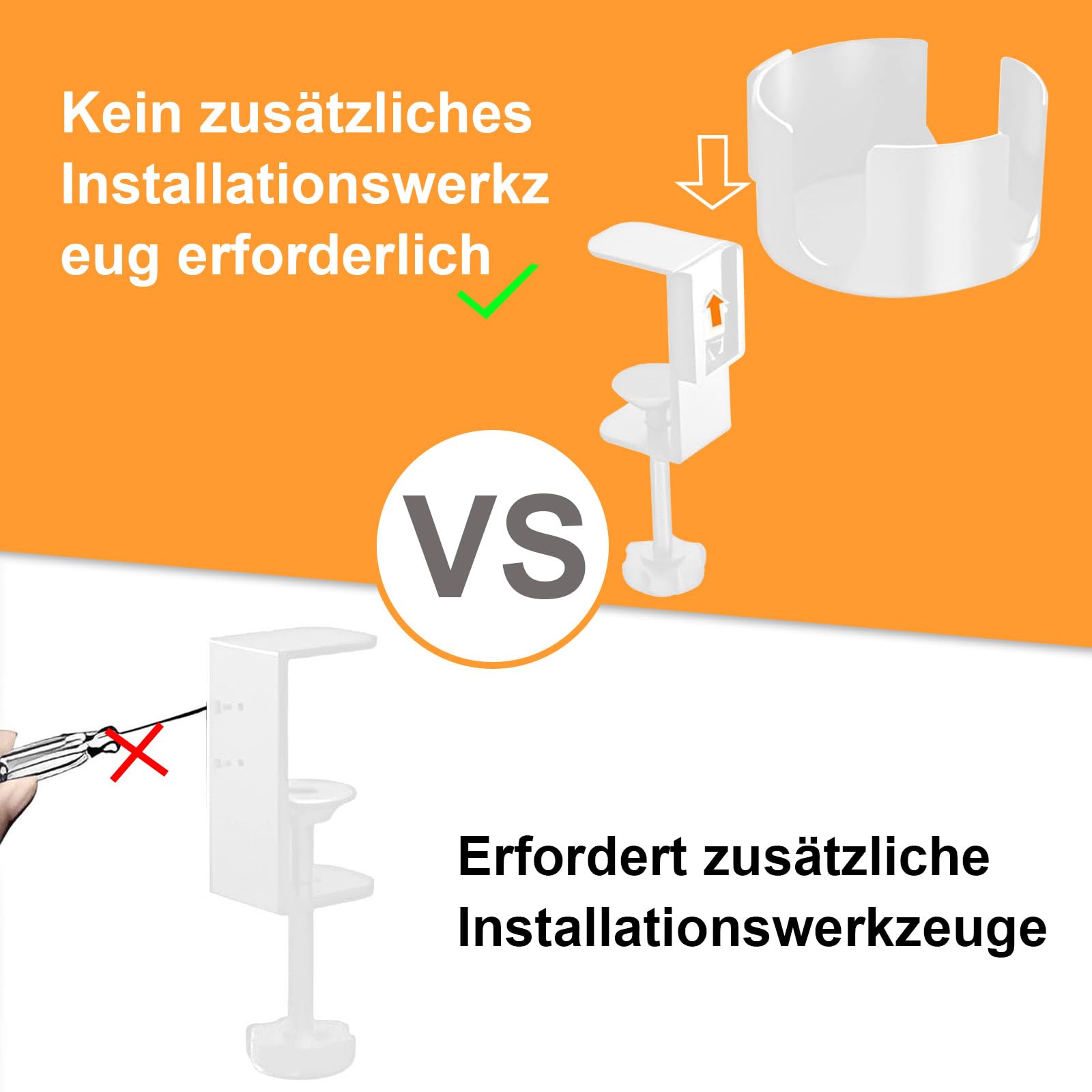 Bekerhouder, bureau, flessenhouder, tafeltje, verstelbare bekerhouder met haken, metalen drinkbekerhouder, clip, bekerhouder voor dranken, water, koffiemok, 1 stuk, zwart