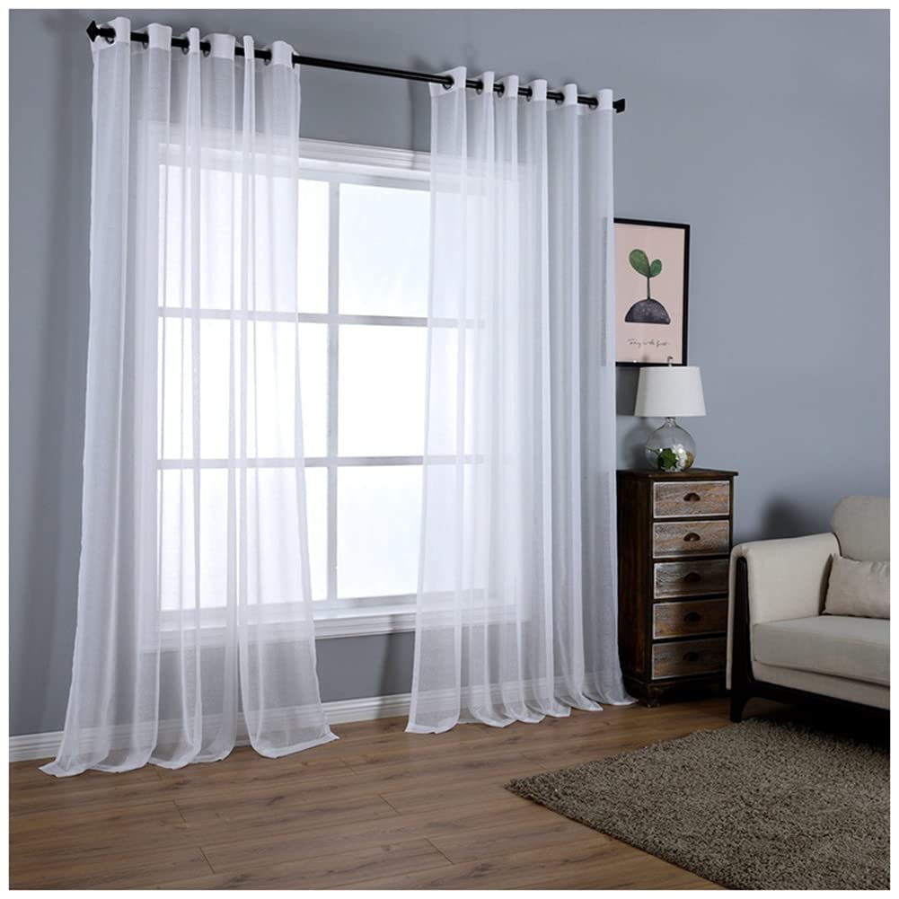 GUOCU Voile Curtains - Drop Semi-Transparent Window Sheer Curtain Drapes Eyelet Top for Light Filtering Modern Net Sheer for Bedroom Living Room Home Decoration White 84X84|213X213cm(1 Panel)