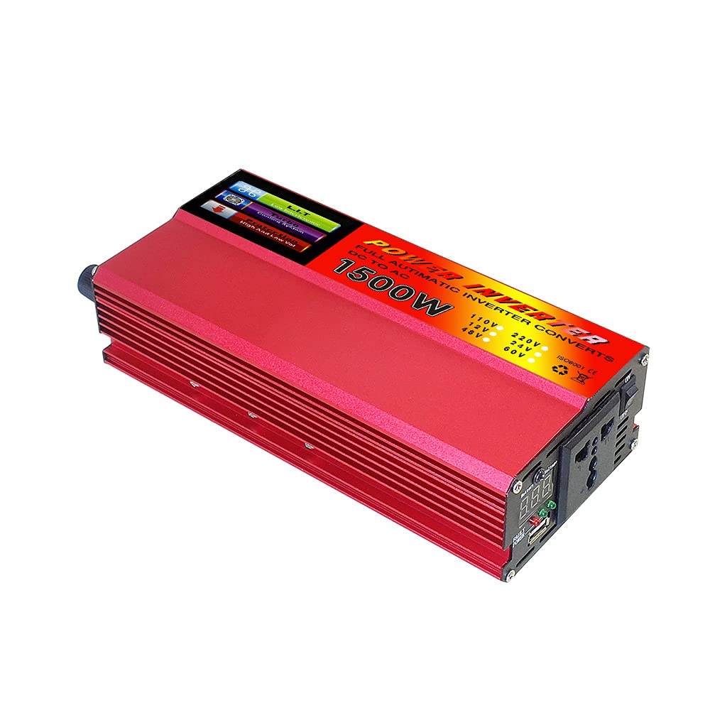 Przetwornica napięcia, inwerter mocy 1500 W z cyfrowym wyświetlaczem Inwerter 12 V, przejście 220 V, przetwornik mocy (rozmiar: 12 V 110 V)