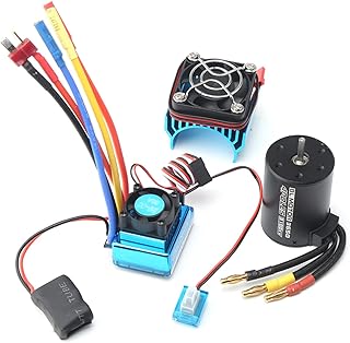GoolRC 3650 Brushless Motor 3100KV with 45A Brushless ESC HeatSink for 1/8 1/10 RC Car RC Boat Part RC Car Motor