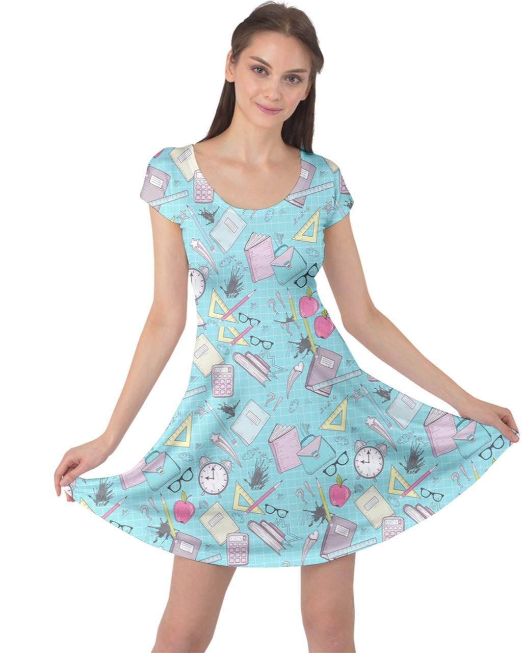 CowCow Womens Dress Math Symbols Mathematics Formula Chemistry School Short Sleeve Dress, XS-5XL