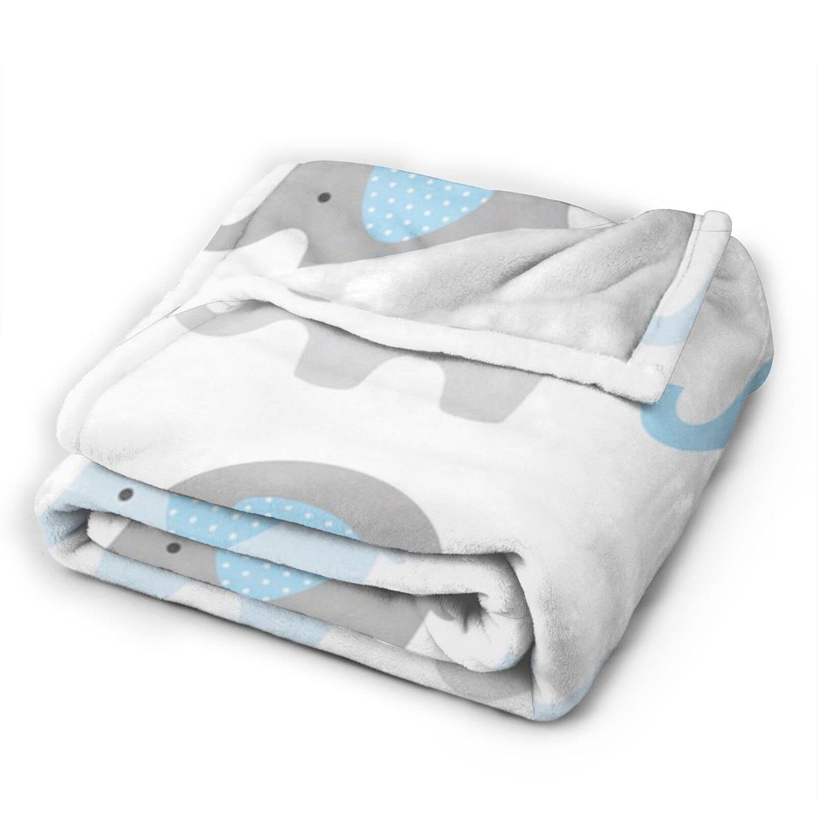 Amazon｜毛布 シングル ブランケット 可愛いゾウ柄 青 春夏秋冬兼用