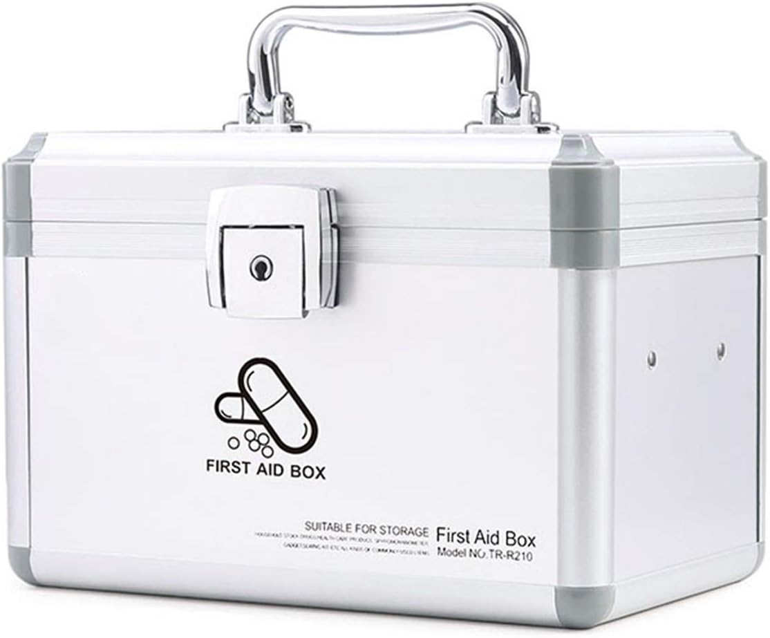 ZMQJEQANBG Family First Aid Box,Portable Medicine Chest Storage,Family First Aid Box Medical Storage Box Medicine Cabinets ABS Medicine Chest Plastic Storage Bin 2 Layers Box With Removable Lid 23.5X1