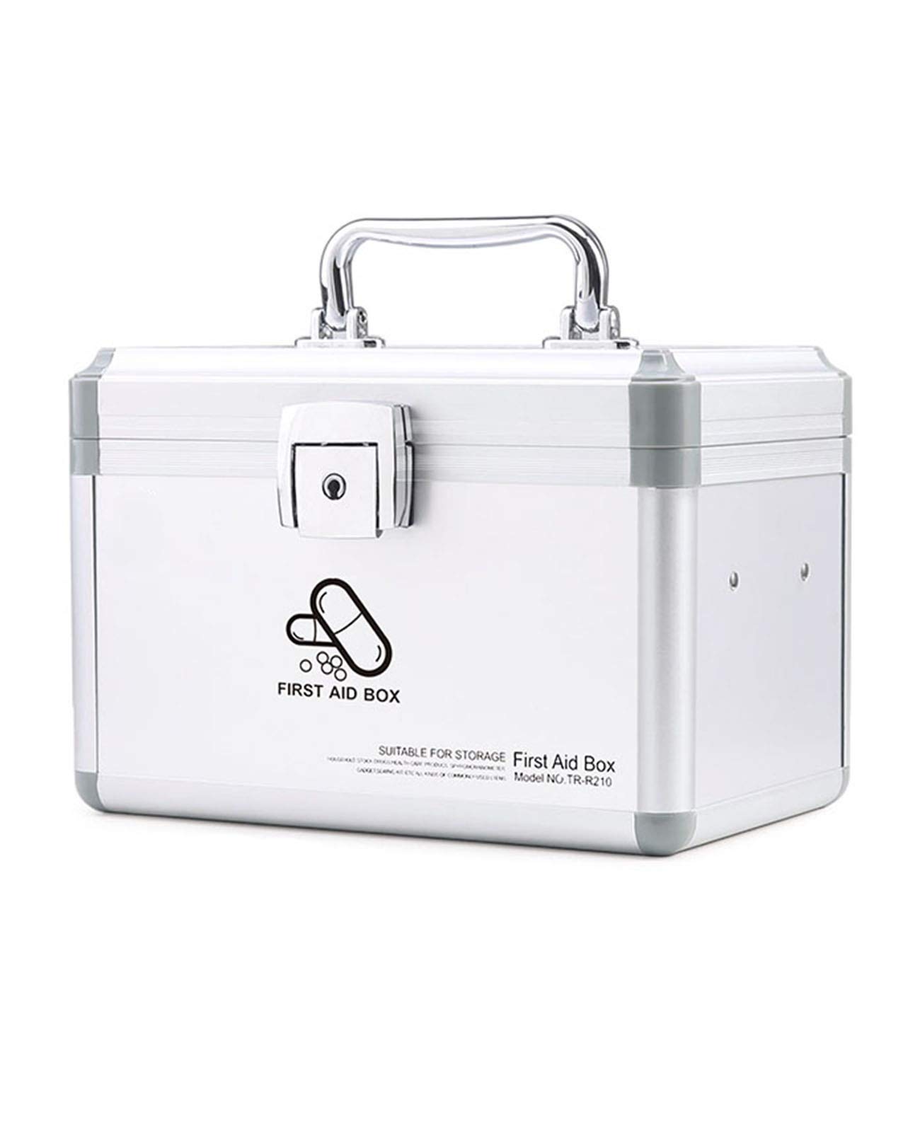 MRKU Botiquín de Primeros Auxilios Familiar, portátil, de aleación de Aluminio, Organizador de contenedores médicos, Pastillero de 2 Niveles.