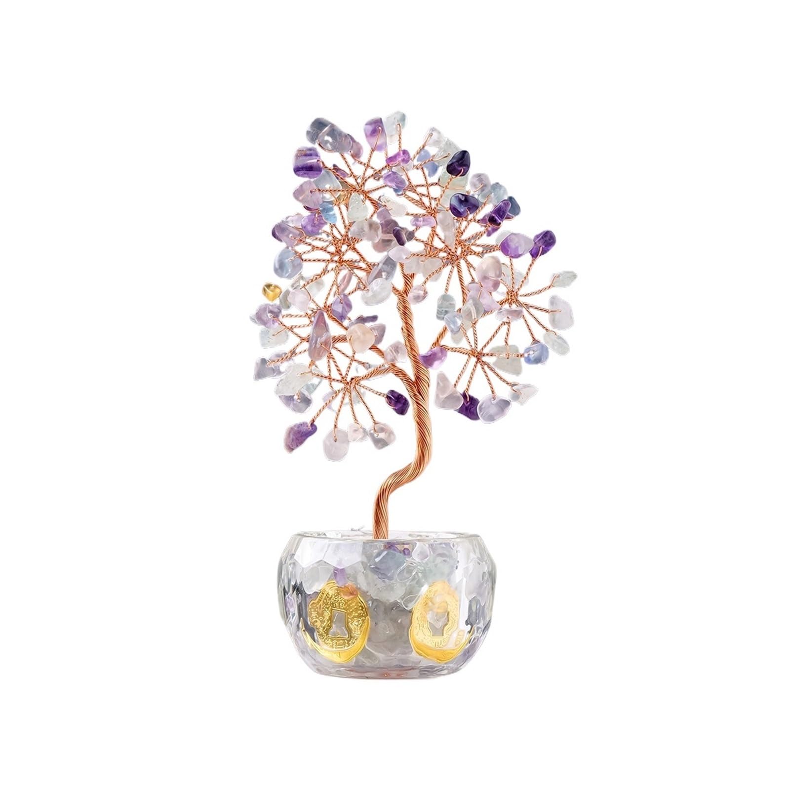 1PC Natural Crystal Crushed Stone Fortune Tree - Tree of Life Ornament for Home & Office Decor(Fluorite)