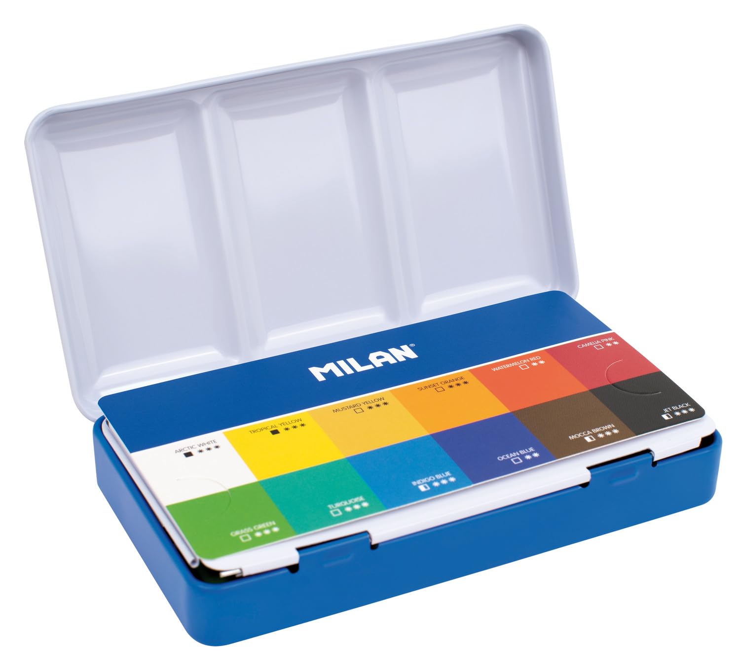 MILAN® Metalowe etui 12 akwarele pół godet