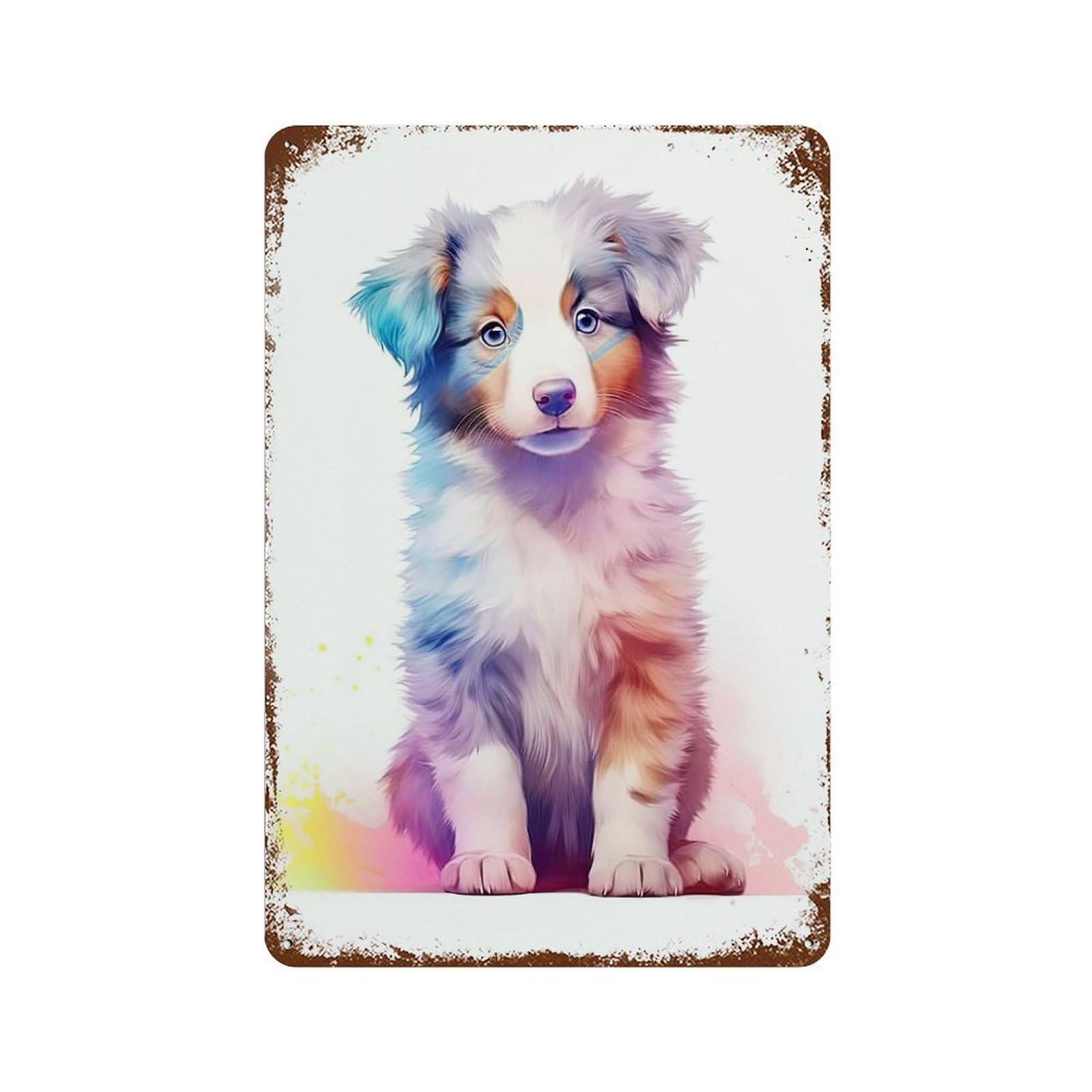 Baby Australian Shepherd Rust Effect Tin Sign 11.8"x7.9", Industrial Home Decor for Garage, Pub Or Kitchen