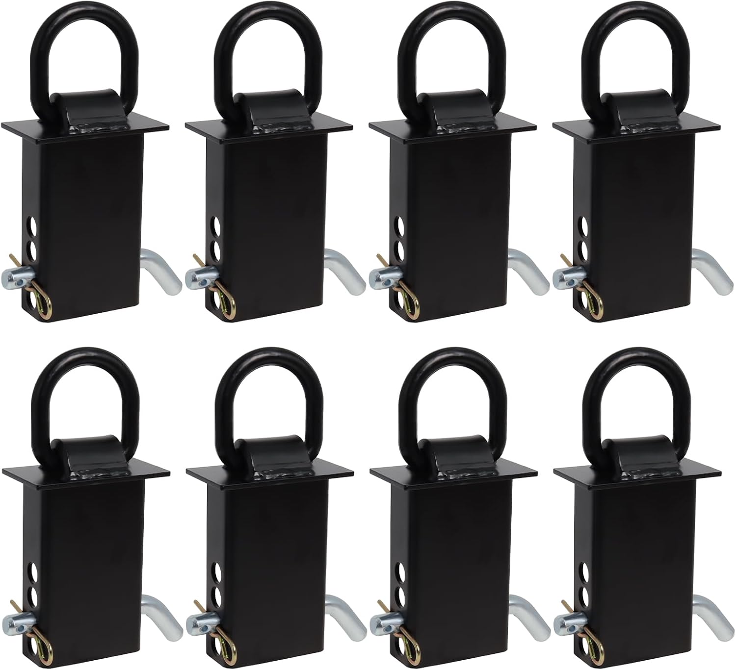 Trailer Stake Pocket D Ring 16200lbs Heavy Duty Removable Adjustable D-Ring Stake Pocket Tie Downs for Utility Trailers, Flatbed Trucks w/ 1/2" Hitch Pin (Black, 8PCS) 8PCS Black