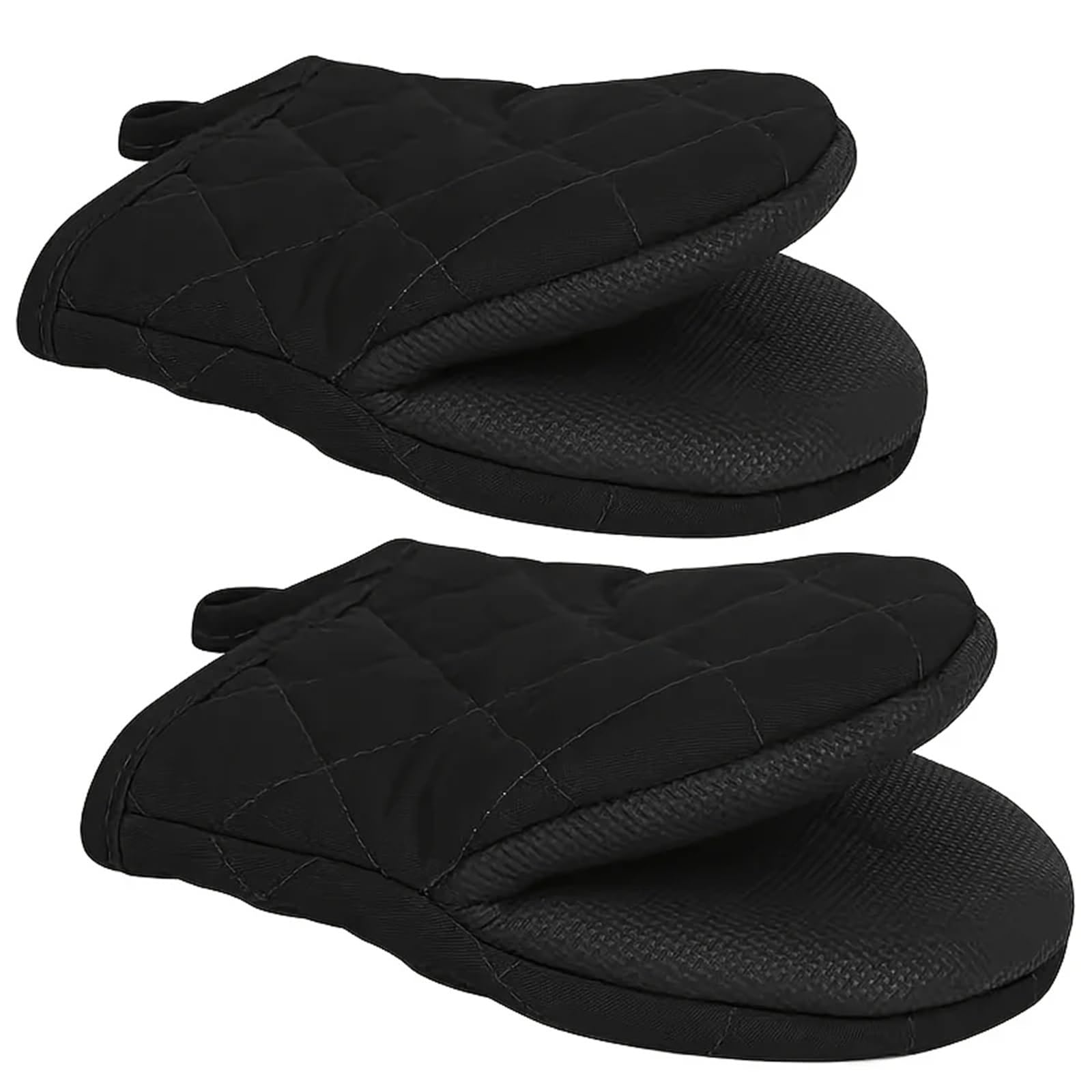 Oven Gloves Gants de Cuisine en Silicone Multicouches for la et pâtisserie antidérapants résistants à Chaleur(A Pair Black)
