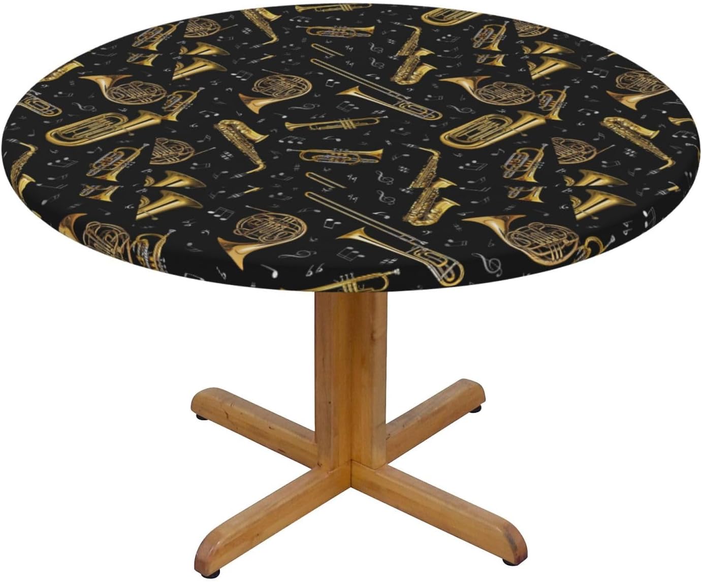 Musical Instruments Print Outdoor Patio Kitchen Decor Supplies Wipeable Round Table Cloth for Indoor Outdoor