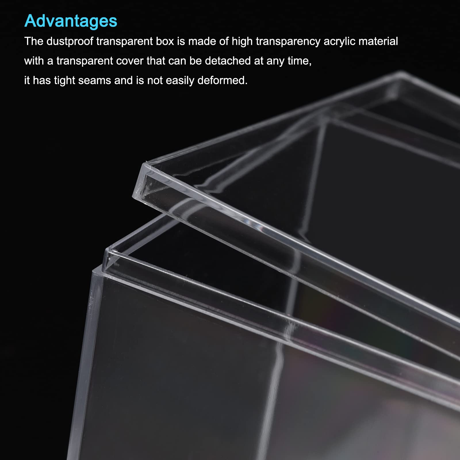 sourcing map Klar Acryl Plastik Aufbewahrungsbox Quadrat Kubus Vitrine mit Deckel, 9,5x9,5x9,5cm Behälterbox für Klein Gegenstände, Packung mit 4