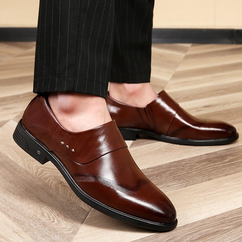 YZABEL Men's Slip-On Leather New Oxford Shoes Classic Lace-up Formal Oxford Business Meeting Office Work Shoes2