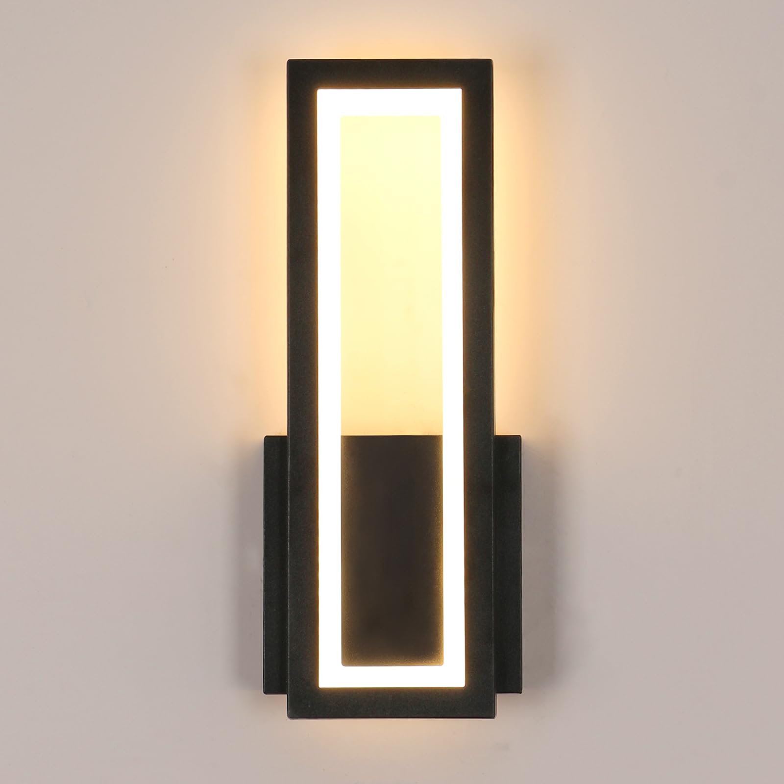 Osairous Black 3000K Modern Led Wall Light, Led Wall Lamp 16W 1800Lm, Modern Black Acrylic Wall Light, Wall Lighting For Bedroom, Hallway, Staircase, 3000K Warm White, 32Cm
