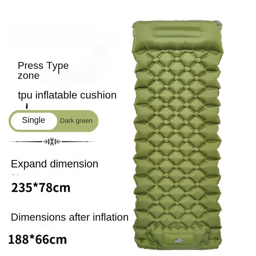 HNDIOCT Dark Green Outdoor TPU Inflatable pad is Super Lightweight and Comfortable to Carry, a Must-Have for picnicking and Camping