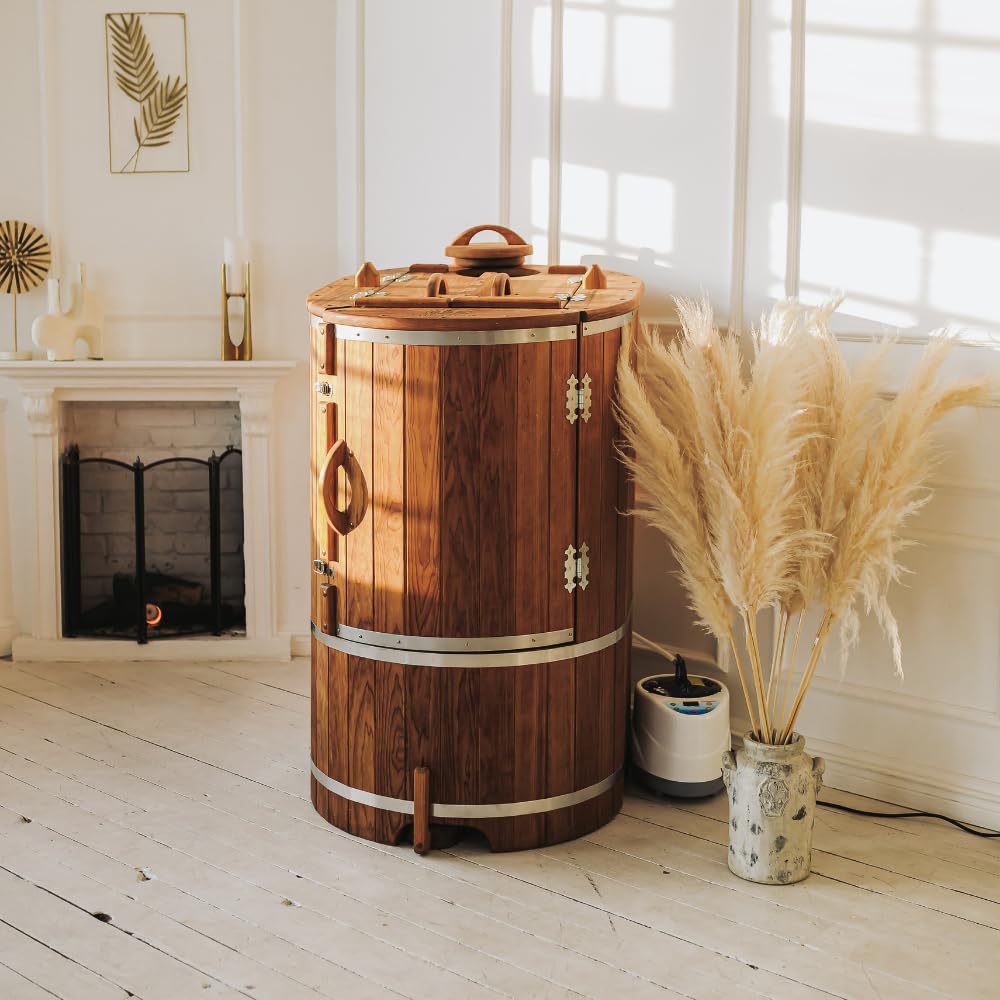 Set rotondo – Sauna compatta a vapore per interni con design Head-Out