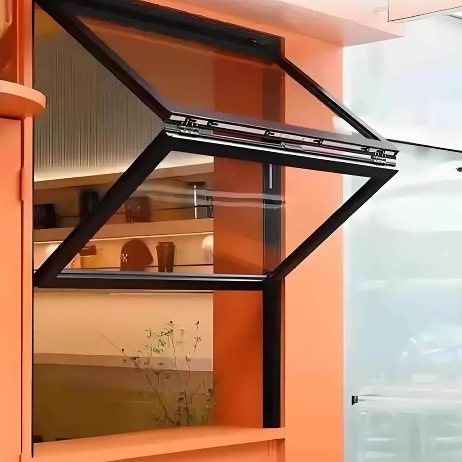 Double-hung Aluminum Frame Window, Folding Sales Window with Glass and Lock,Vertical Sliding for Commercial Kitchens,Suitable for Food Trucks and Vending Kiosks(32x38in/81x96cm)