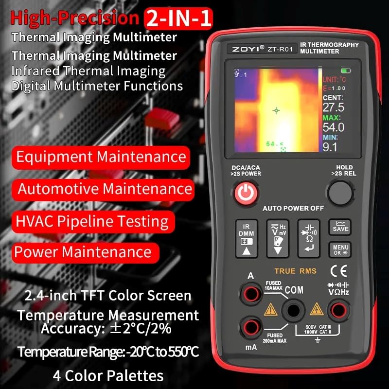 Infrared Thermal Imager R01 Thermal Imager and Multimeter 2 in 1 Infrared Thermometer and Electrical Tester for Electricians(R01 KitII)