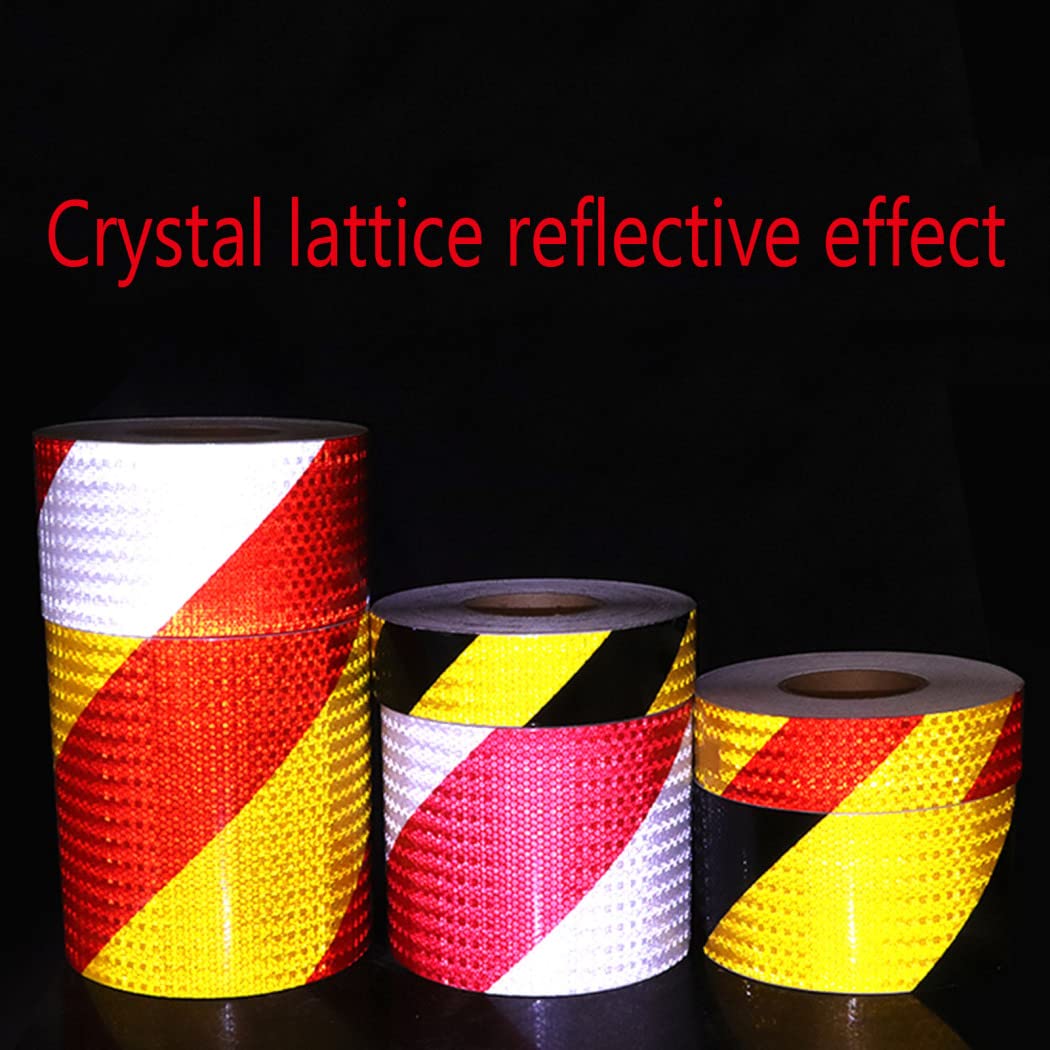 Cinta reflectante de señalización de peligro, Cinta Reflectante de Advertencia Multicolor 10cm x 50m(Red+yellow)