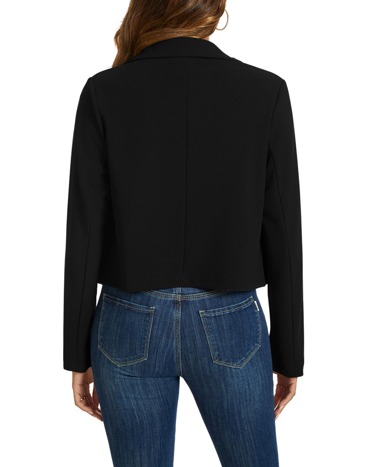 MINTLIMIT Cropped-Blazer für Damen, lässig, langärmelig, offene Vorderseite, Jacke, Arbeit, Business, kurzer Blazer mit Ziertasche