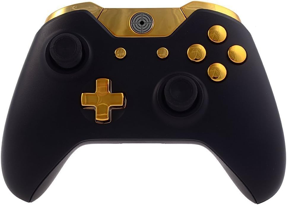 XFUNY Full Buttons Set for Xbox One, Chrome ABXY D-pad Triggers Complete Buttons Set Kits Replacement Controller Mod for Microsoft Xbox One Controller - Golden