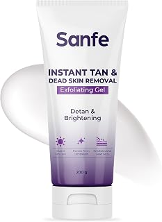 Sanfe Instant Tan & Dead Skin Removal Exfoliating Gel | Visibly Removes Tan | AHA Exfoliation in Minutes | Smooth & Bright... Price In India
