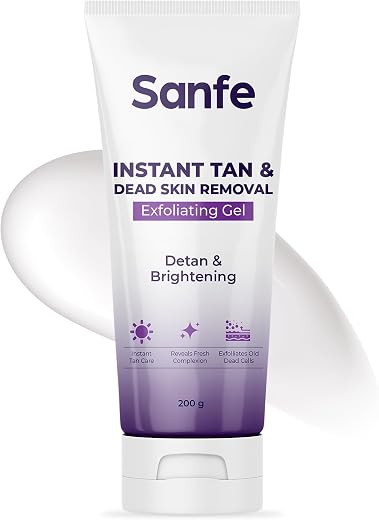 Sanfe Instant Tan &amp; Dead Skin Removal Exfoliating Gel | Visibly Removes Tan | AHA Exfoliation in Minutes | Smooth &amp; Bright...