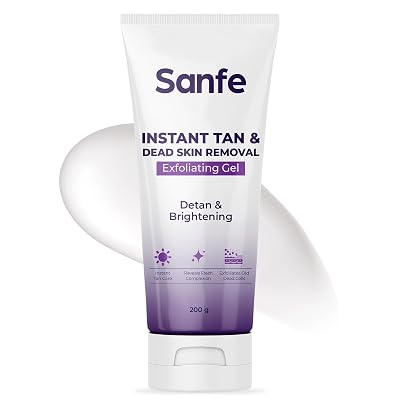 Sanfe Instant Tan & Dead Skin Removal Exfoliating Gel | Visibly Removes Tan | AHA Exfoliation in Minutes | Smooth & Brig