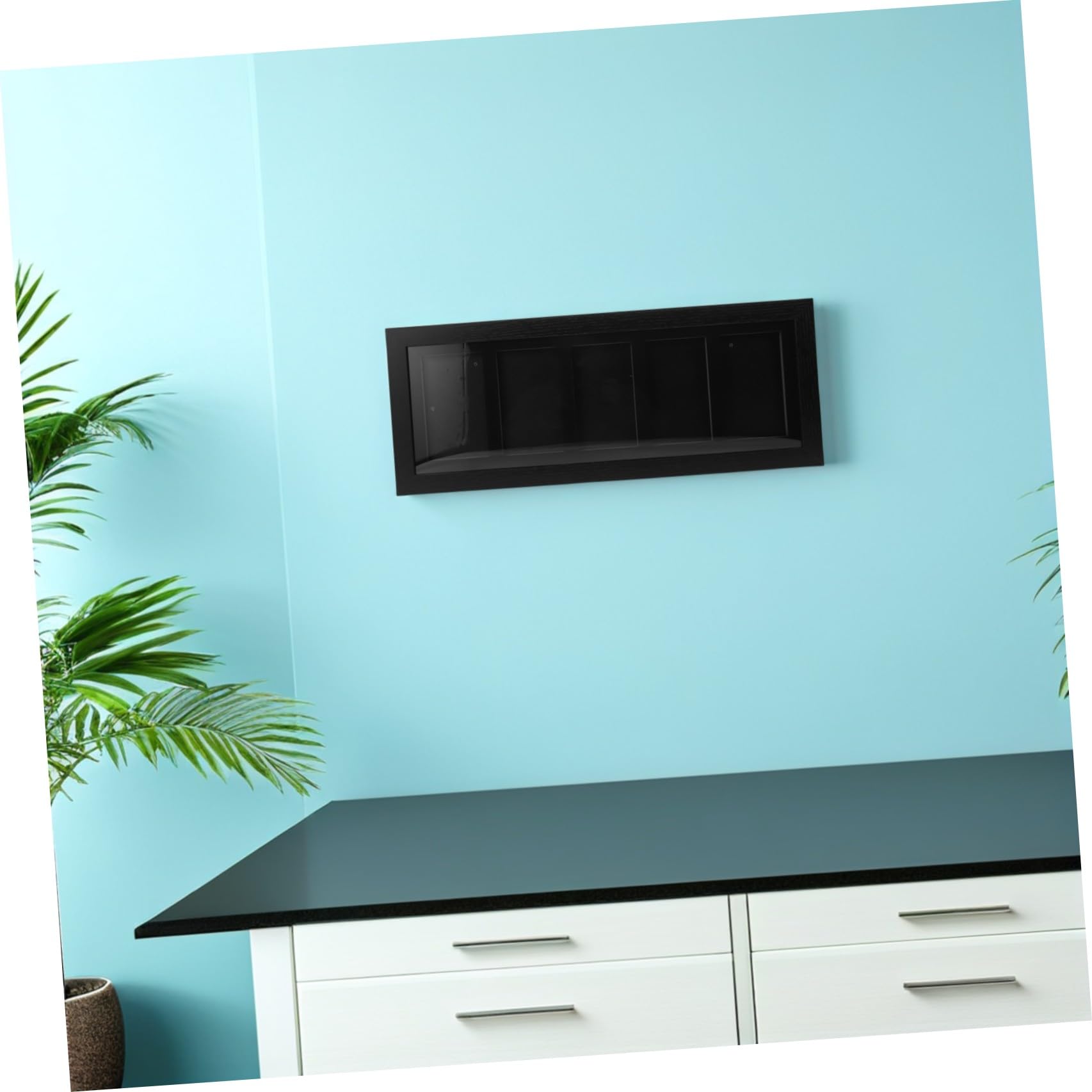 Artibetter Graded Trading Card Frame con 5 Scomparti, Struttura a Rilascio Rapido, Montaggio a Parete, Fibra di Legno Nero, per Card Exhibition Wall