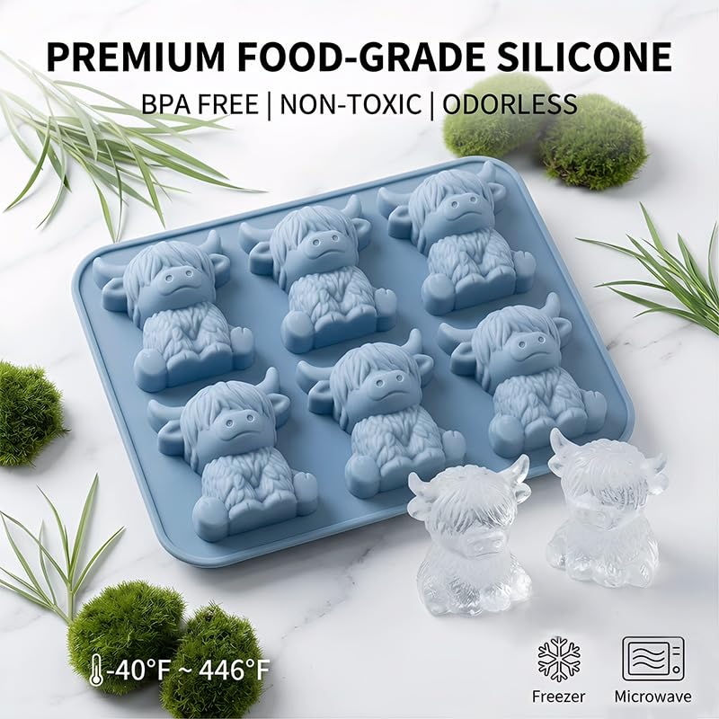 Molde de cubitos de hielo silicona Yak 6 cavidades gris miniatura 3