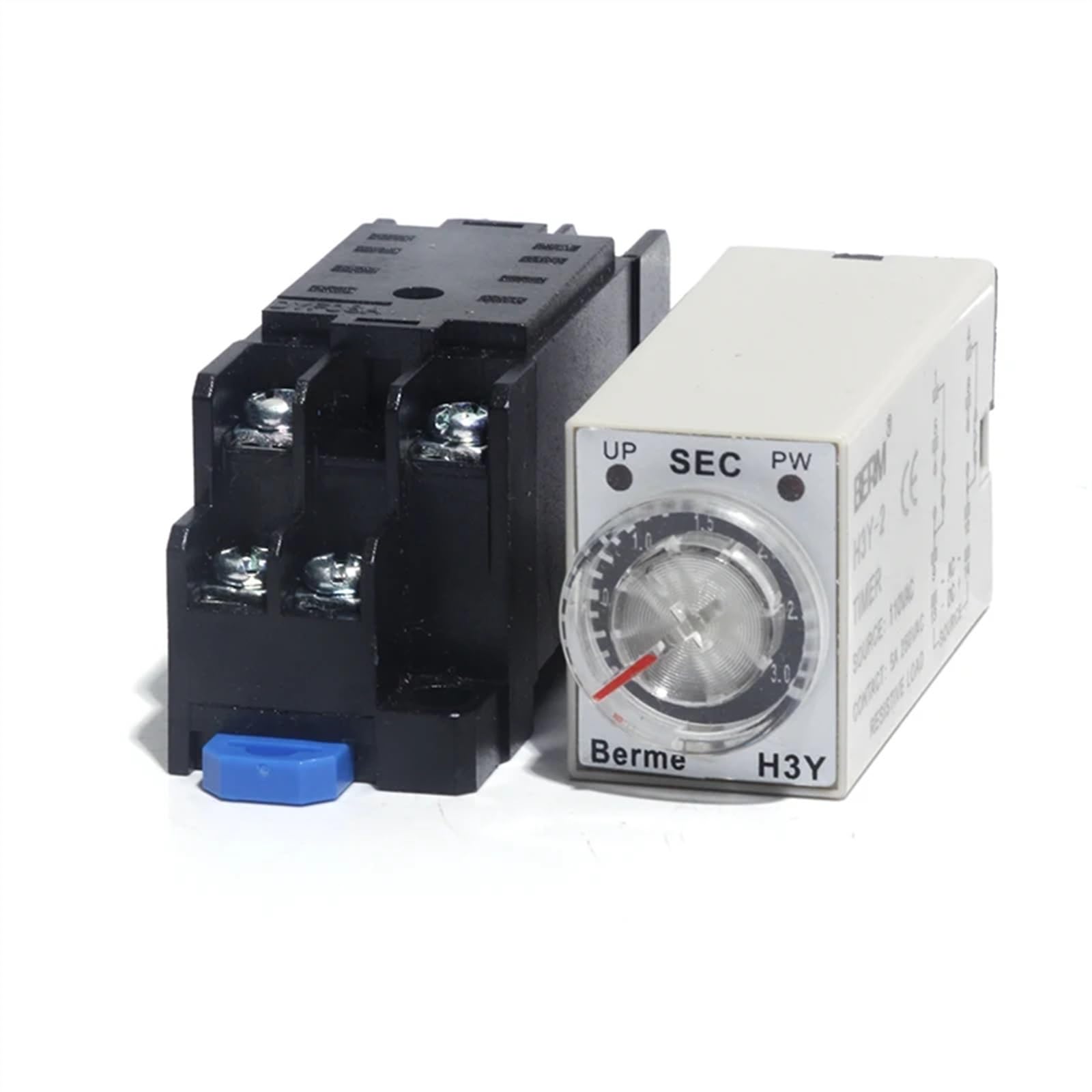 Relé de tiempo H3Y-2, relé temporizador AC110V con enchufe, rango de juego de 8 pines, temporizador de retardo de apagado de 1 segundo a 60 segundos con base(Size:60Seconds)