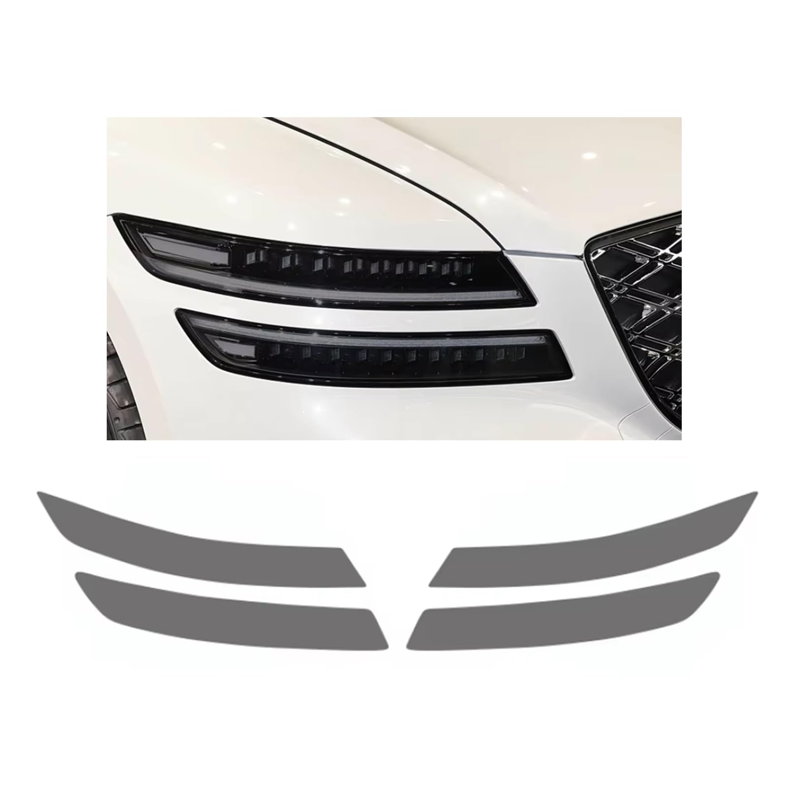 Headlight Film for Genesis E-G80 2025-2026, 1Set Transparent/Smoke Black Car Headlight TPU Protective Film