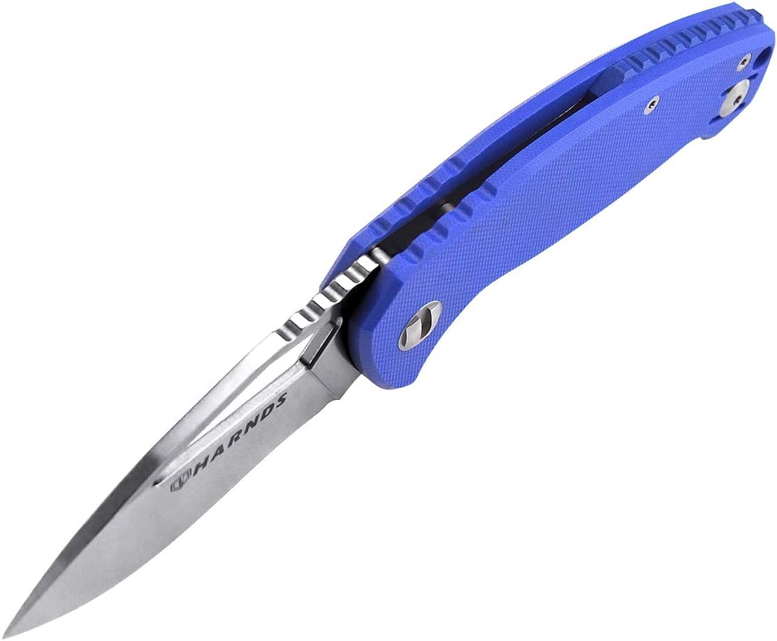Harnds Seal CK6120 Folding Knife with Aus-8 Steel Blade Pocket Knife with G10 Handle Pocketclip (blue)