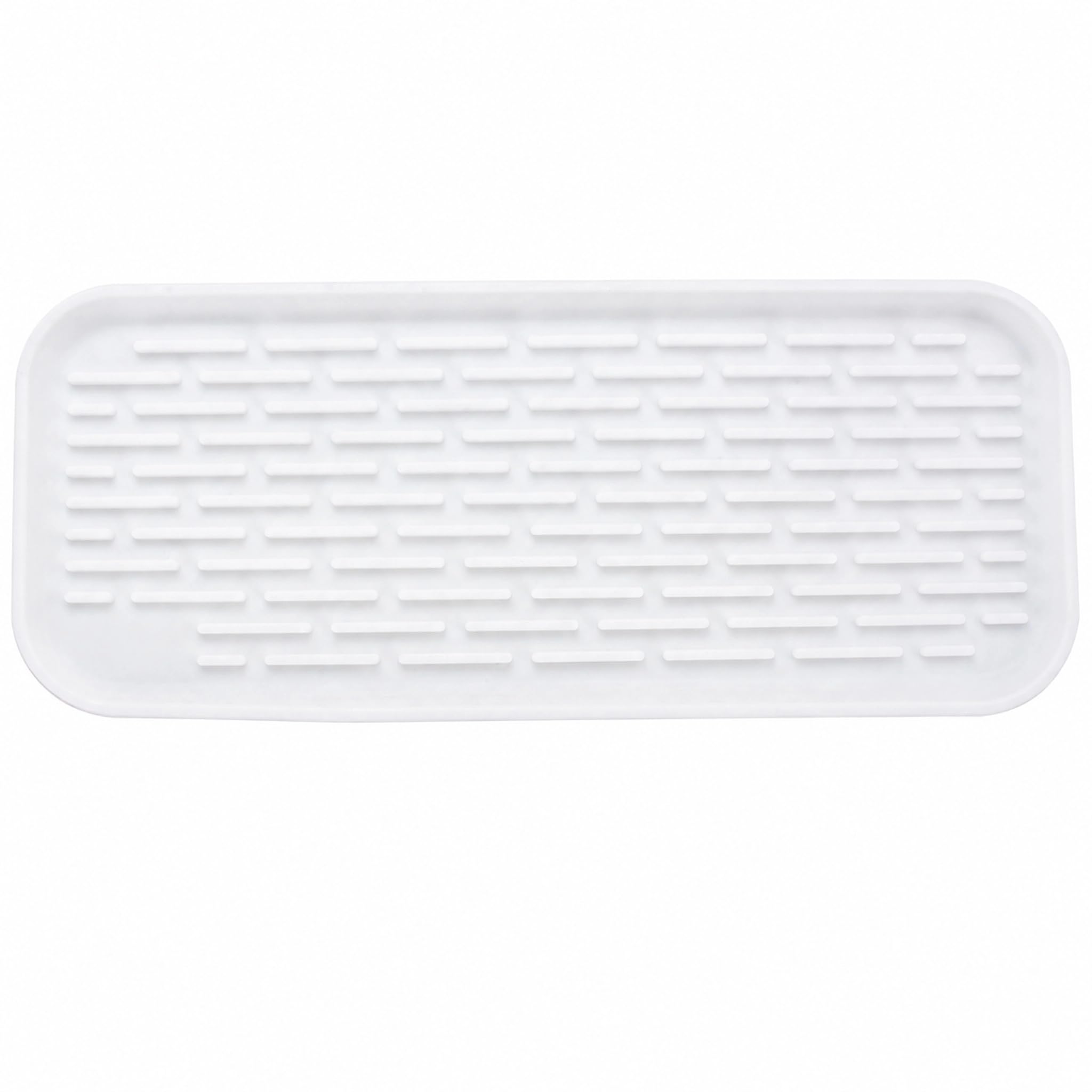 Pleyihe BPA Free Silicone Drain Tray, Heat Resistant Non Slip Kitchen Countertop Tray, Dishwasher Safe, for Kitchen Bathroom Entrance, 1pcs (Large, White)