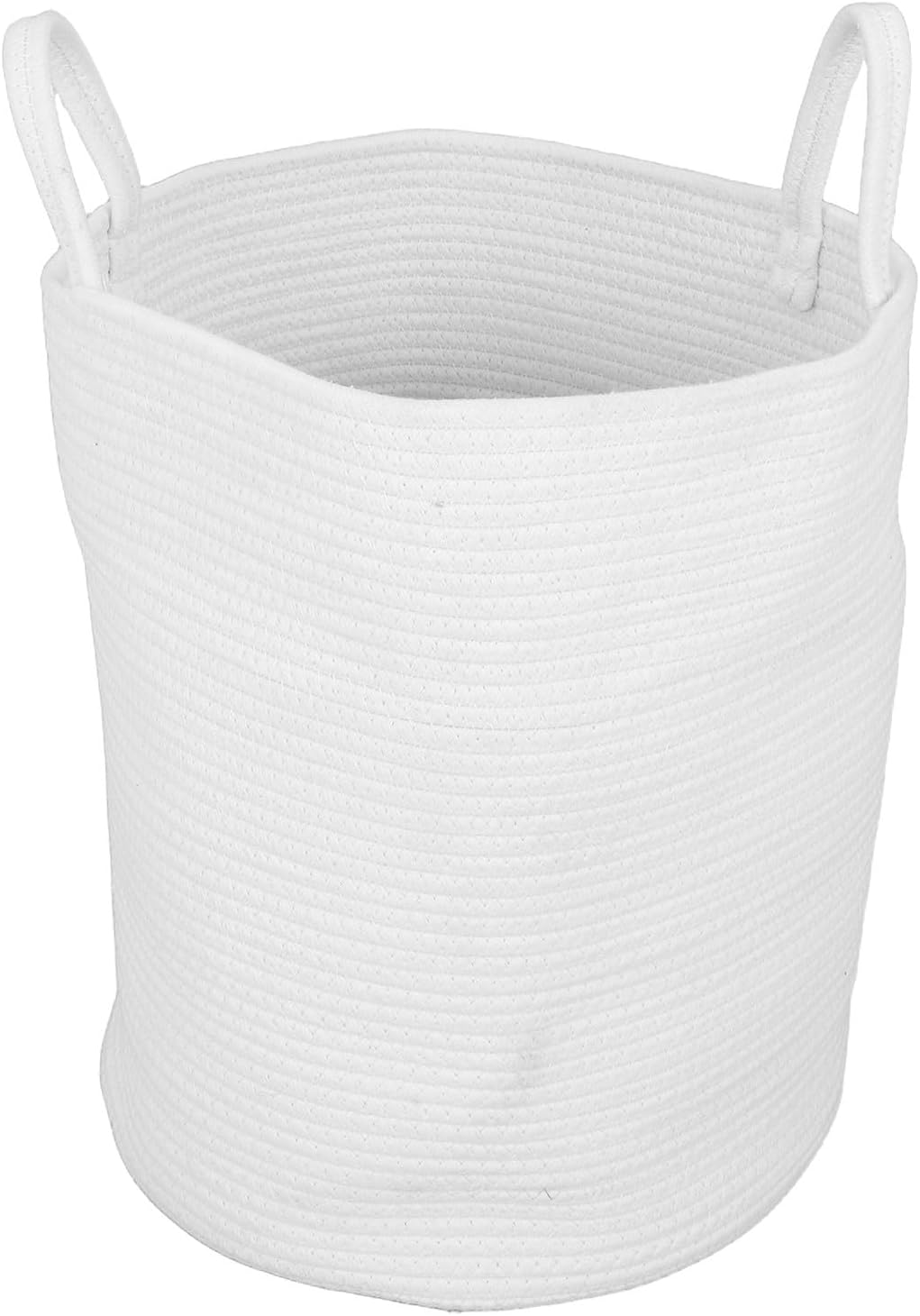 Tall Laundry Basket with Handles - 35 X 39 Cm/15" X 14" Dirty Clothes Hamper - Boho Cotton Rope Bin for Blankets Kids Toys - Large Storage Organizer