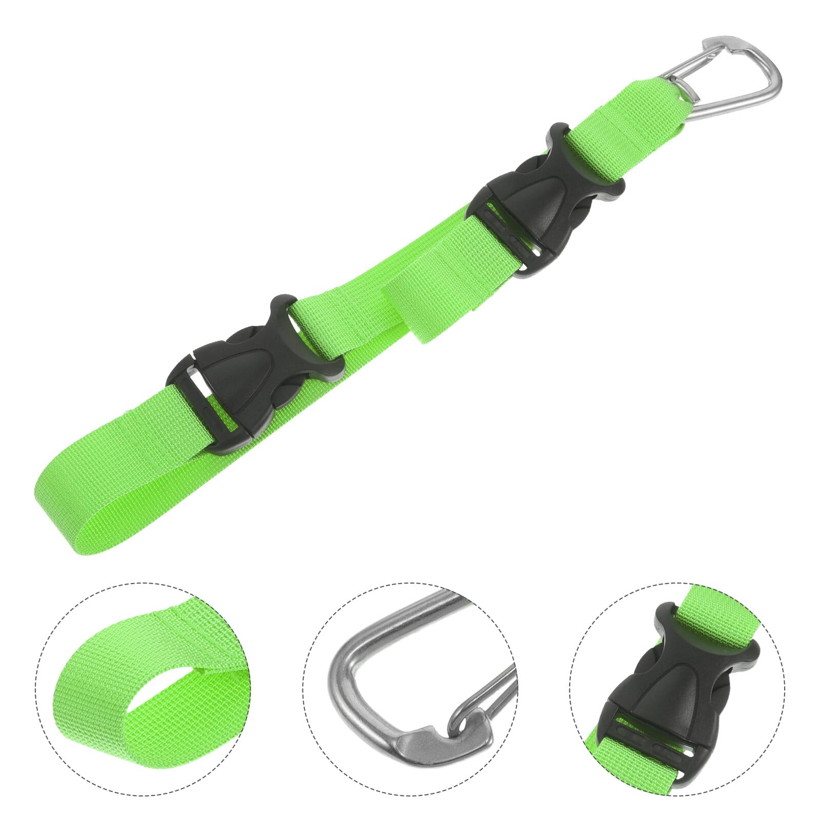 Clip Porta Pinne Subacquee con Cordino Verde a Sgancio Rapido, Cinghia Regolabile per Attrezzatura Immersione, Accessorio Compatibile per Maschera e Pinne, per Sport Acquatici