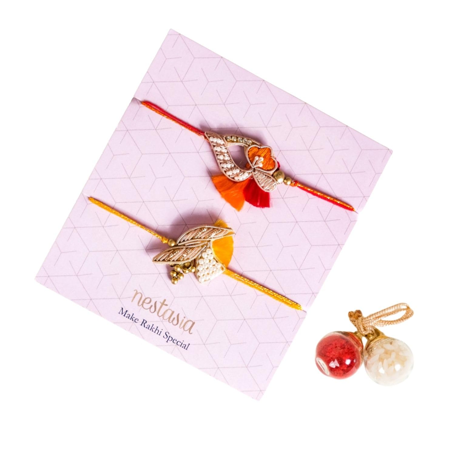 Nestasia Colourful Rakhi Gift Set For Bhai | Rakhi Combo for Brother | 2 Rakhi with Roli-Chawal, Greeting Card & Gift Box - Perfect for Rakshabandhan (B0D6KBHMTN) Amazon Price History, Amazon Price Tracker