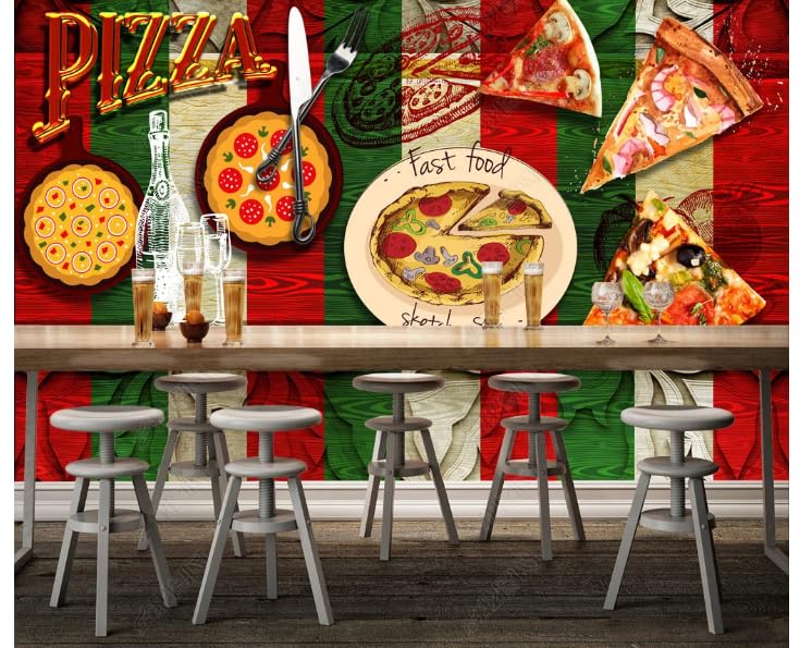Papier peint italien restaurant pizza poster mural 3D 200 x 140 cm