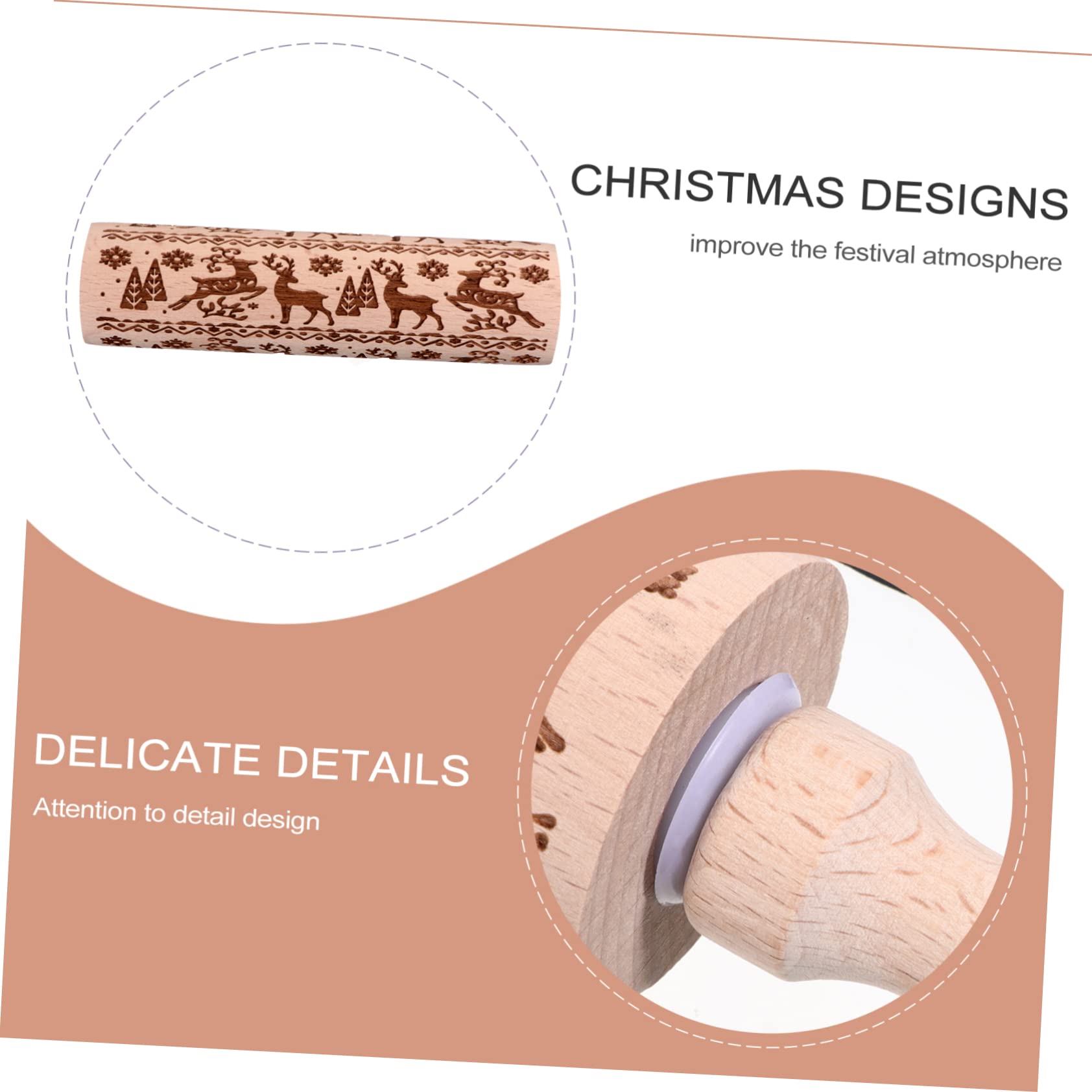 3 Rodillos De Madera Para Amasar y Hornear Rodillos Navideños Duraderos y Fáciles De Limpiar