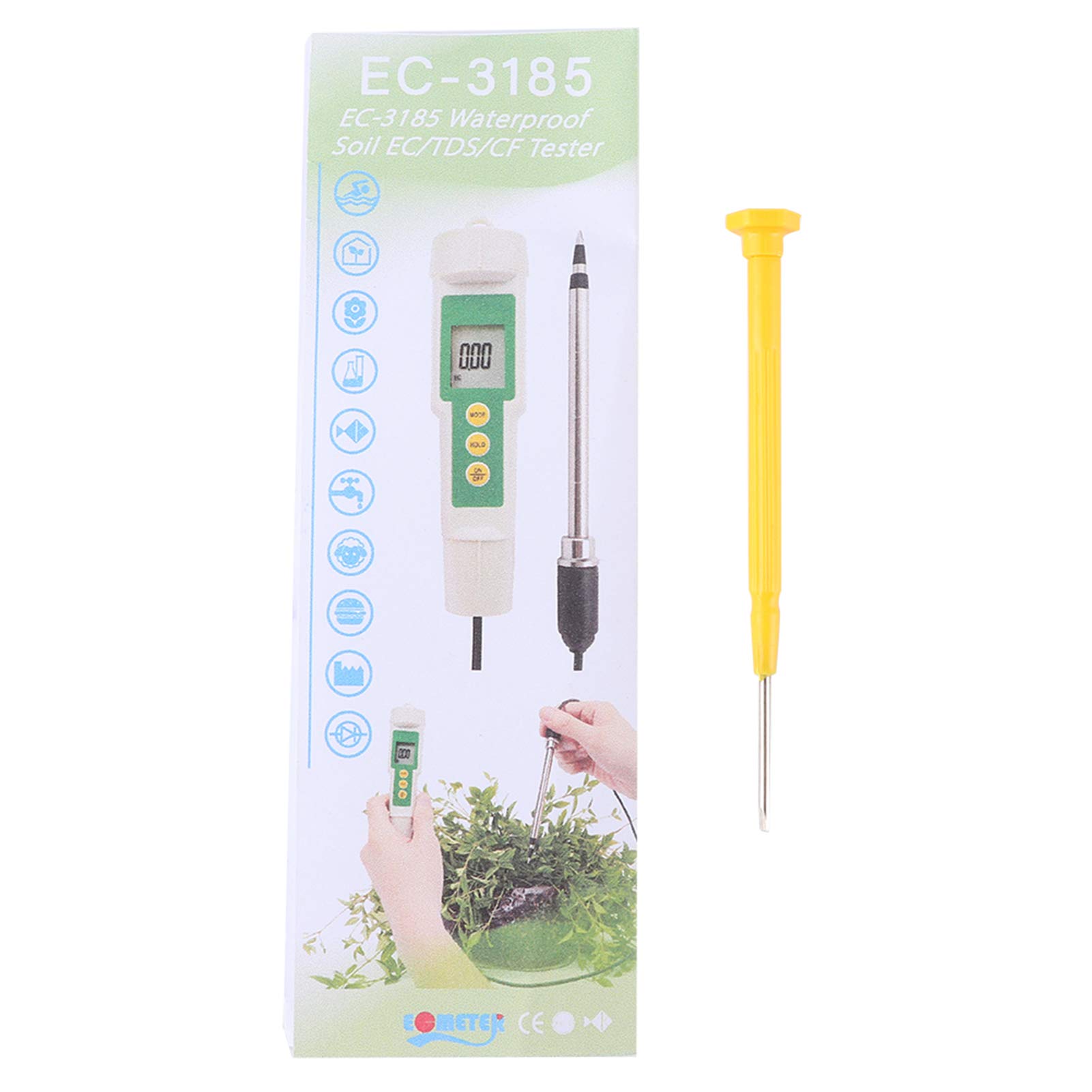 plplaaoo Tragbarer Bodentester, Kleiner Salzgehaltsmesser-Tester, EC 3185 Tragbarer Boden EC TDS CF Tester Salzgehaltsmesser für landwirtschaftliche Gartenbaupflanzungen