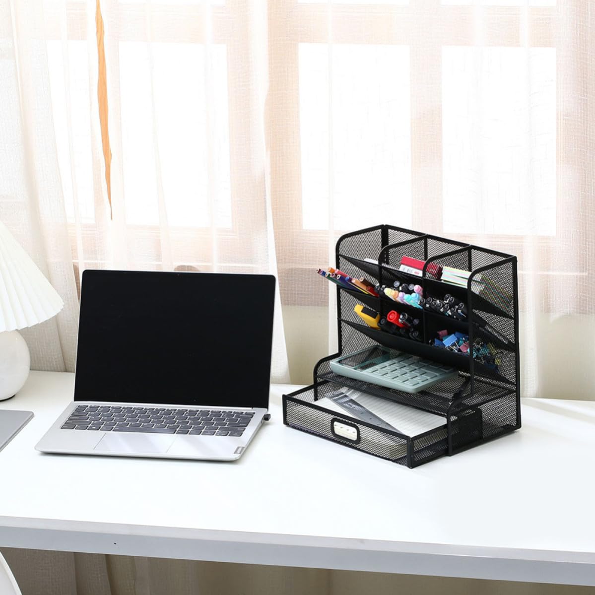 Artibetter Mehrschichtiger Stiftehalter aus Metall für Schreibtisch Praktischer Organizer für Bürolagerung und Kosmetik Schwarz Leicht zu Reinigen für Wohnzimmer