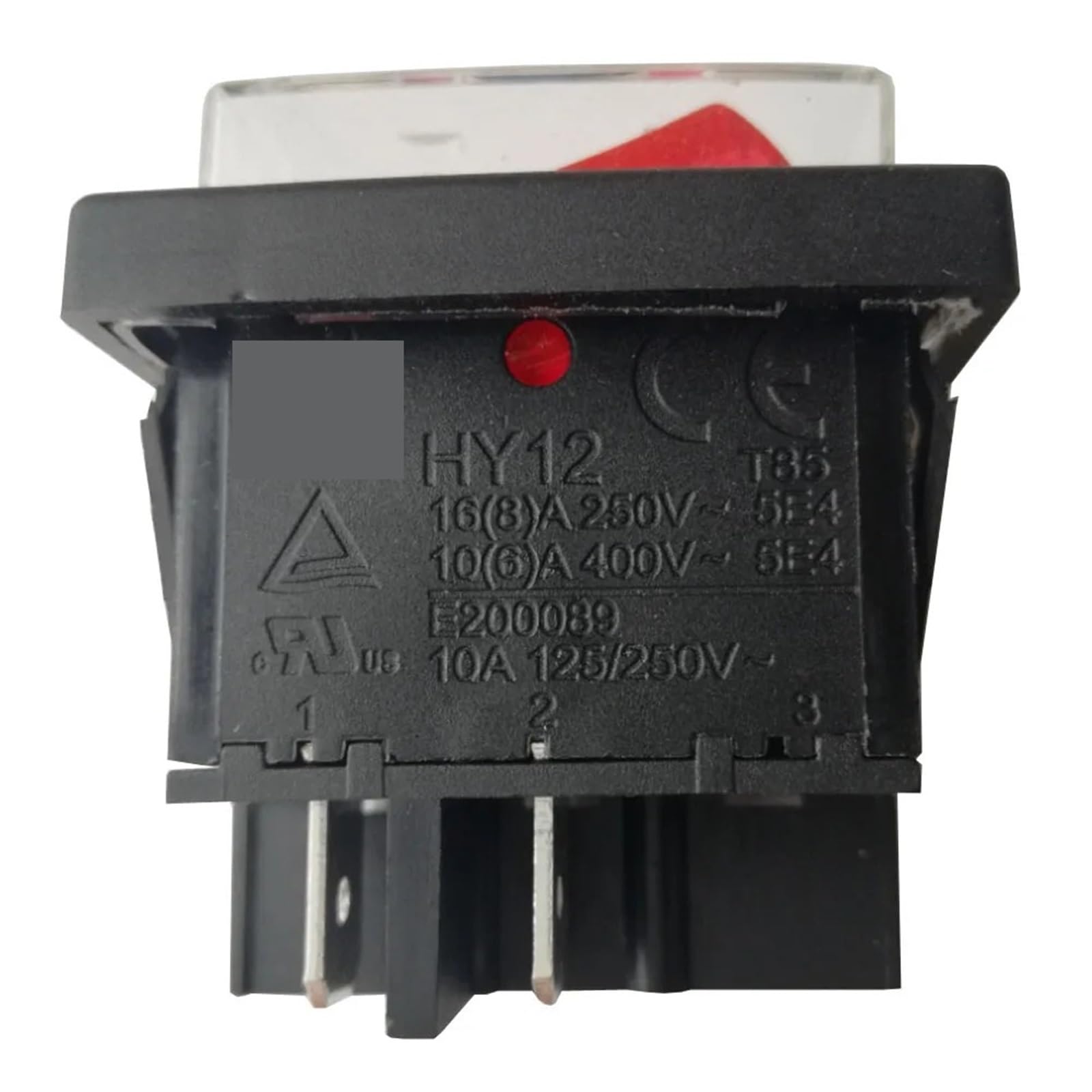 1 interruptor basculante HY12 de 12/10 A, 125/250 V, 4 pines, for herramientas eléctricas, con indicador luminoso, resistente al agua, interruptores de arco de encendido y apagado.