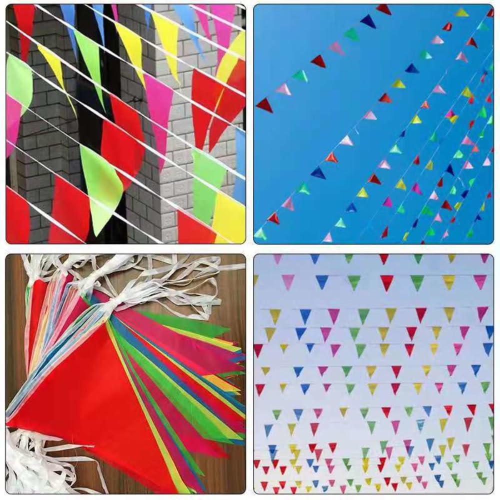 Wambere 5 Stück Wimpelkette Bunt Dreieck Flaggen Wimpel Girlande Wimpel Banner Willkommen Girlande Geburtstagsgirlande Wetterfest Stoff Wimpel Deko Girlande Bunt für Hochzeit Party Festival,Weiß A,L