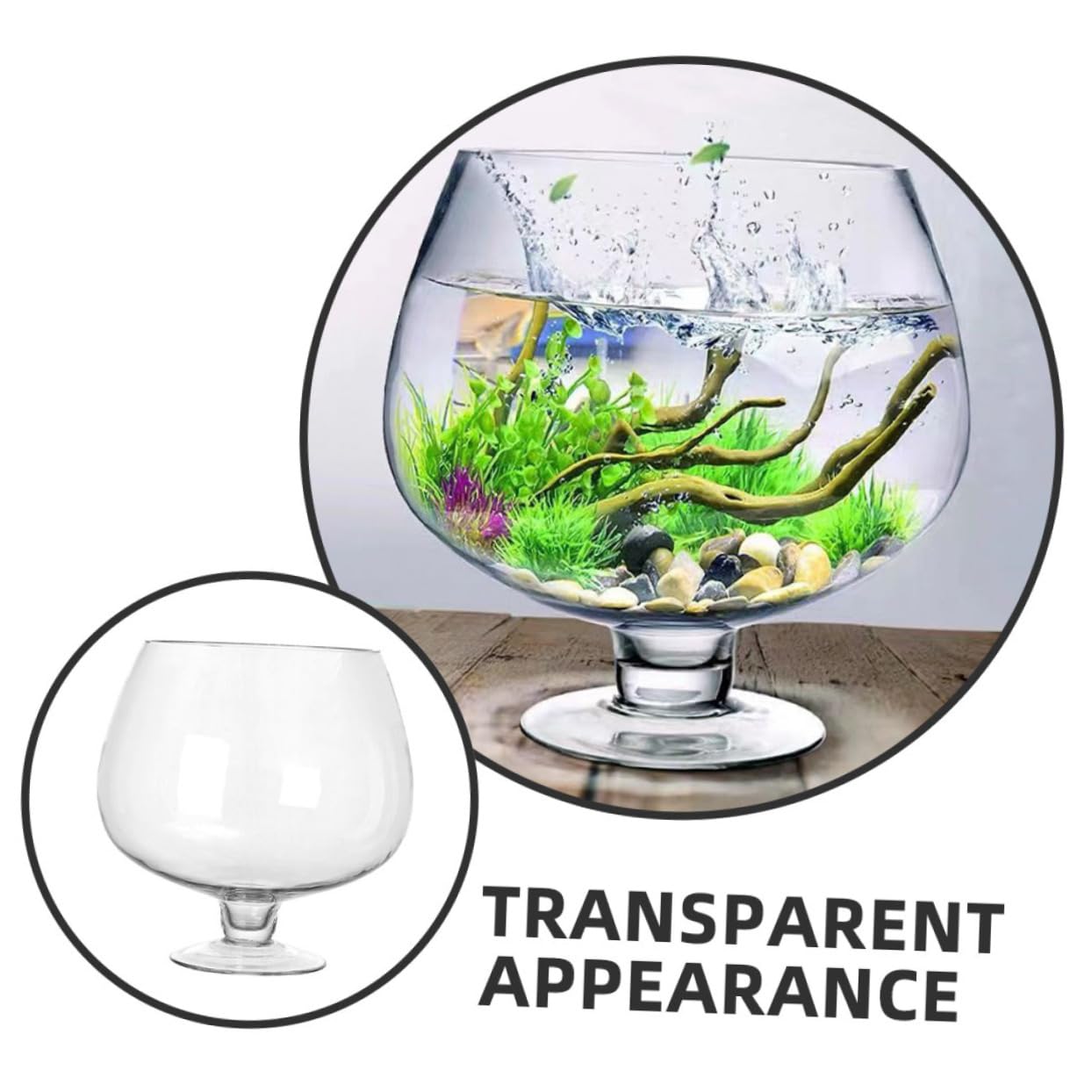 Zerodeko Aquarium en Verre pour Poissons Petit Aquarium Betta Bol À Poissons en Verre pour Décoration De Bureau