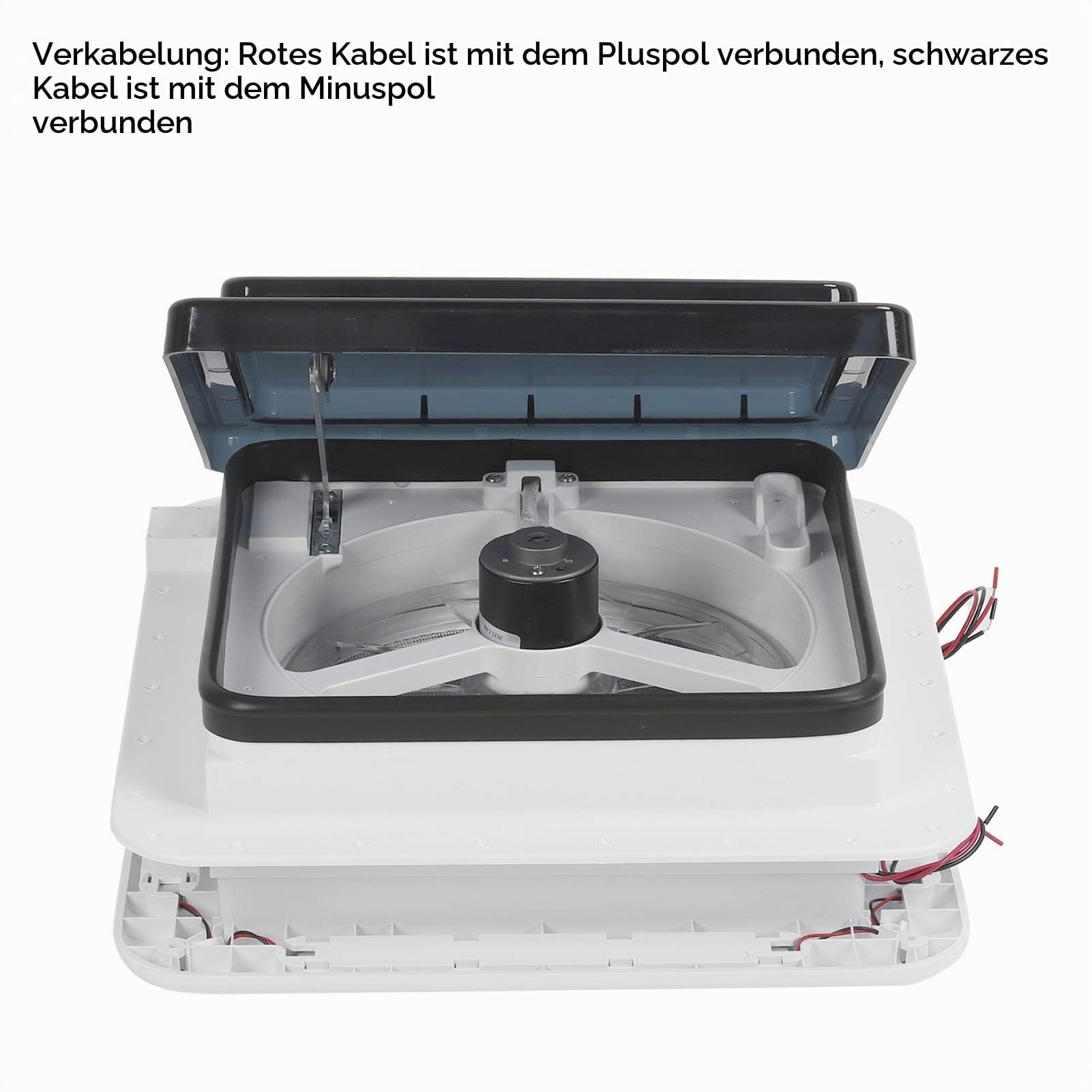 280 X 280 Mm Dachlüfter 12 V Manuelle Steuerung Lüftungslüfter Decke 2-Wege-Luftbelüftung Abluftventilator mit LED-Licht für Wohnmobil Wohnwagen Bus